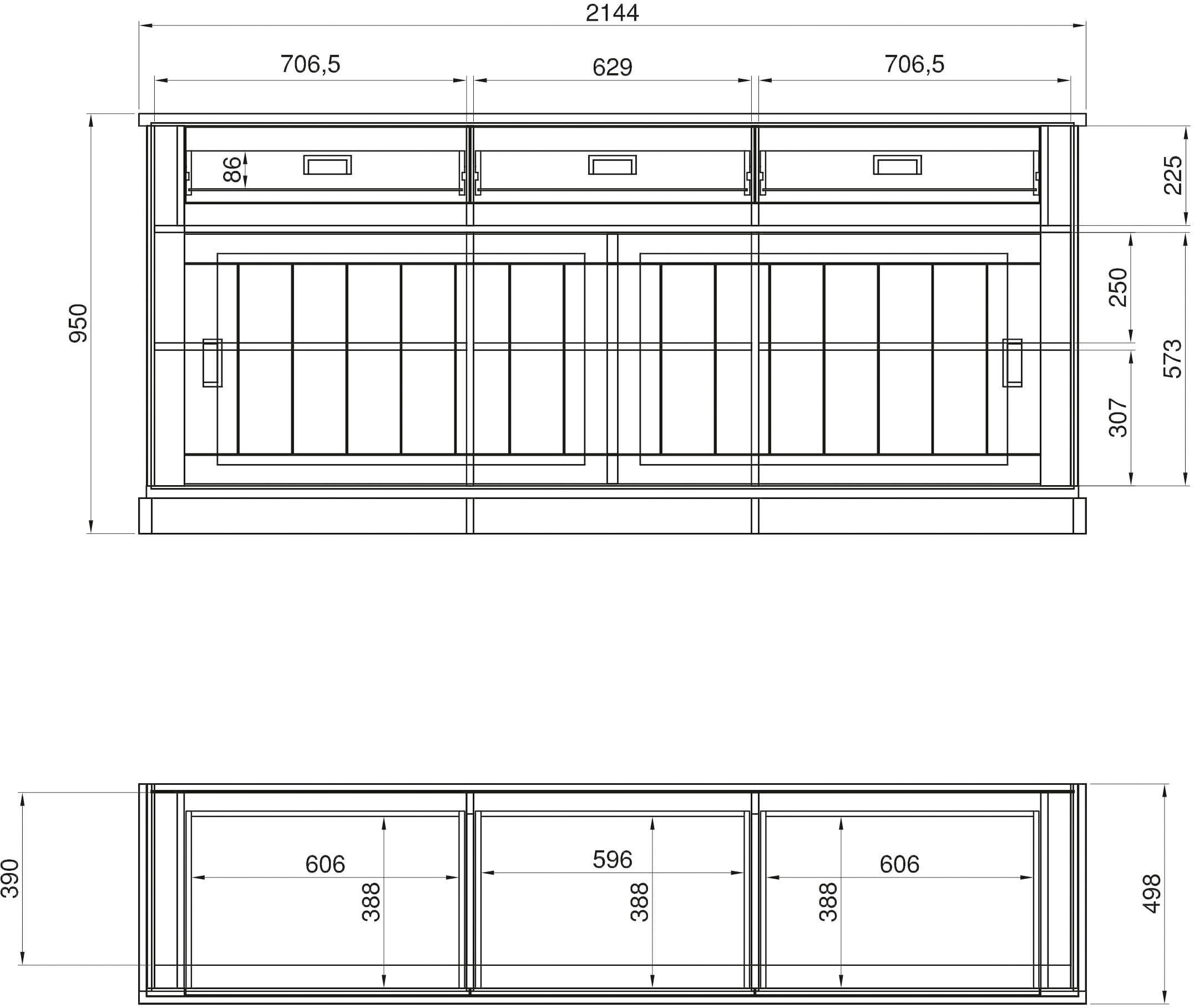 Home affaire Sideboard »ORLANDO«, Breite ca. 215 cm