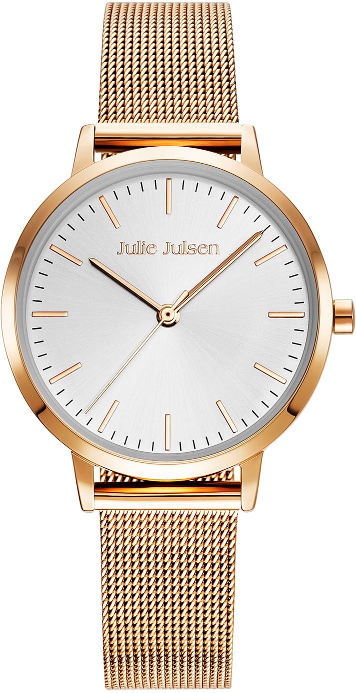 Julie Julsen Quarzuhr »Julie Julsen Basic Line Rosé, JJW1027RGME«, Armbanduhr, Damenuhr, Mineralglas