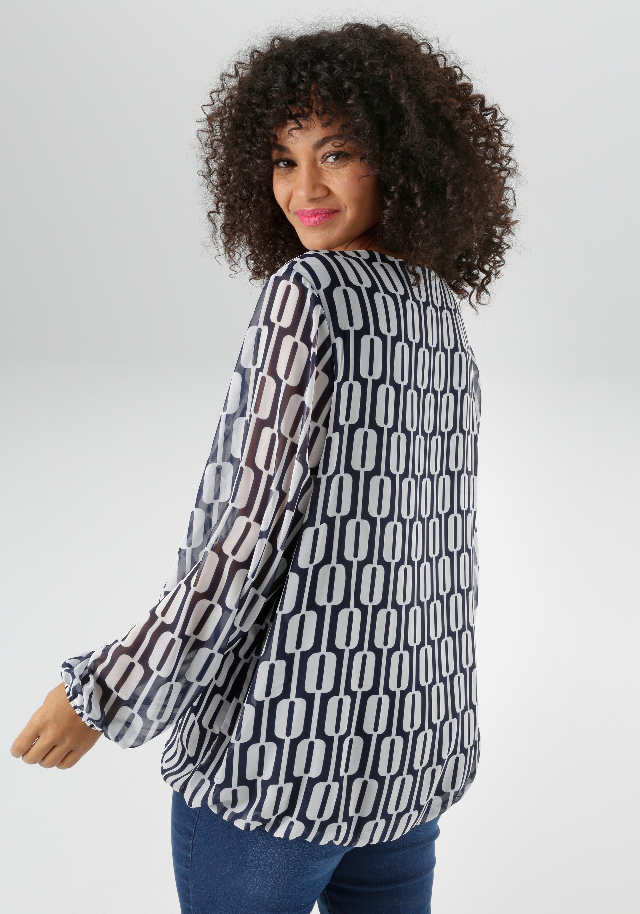 Aniston PLUS Schlupfbluse mit grafischen Druck günstig online kaufen