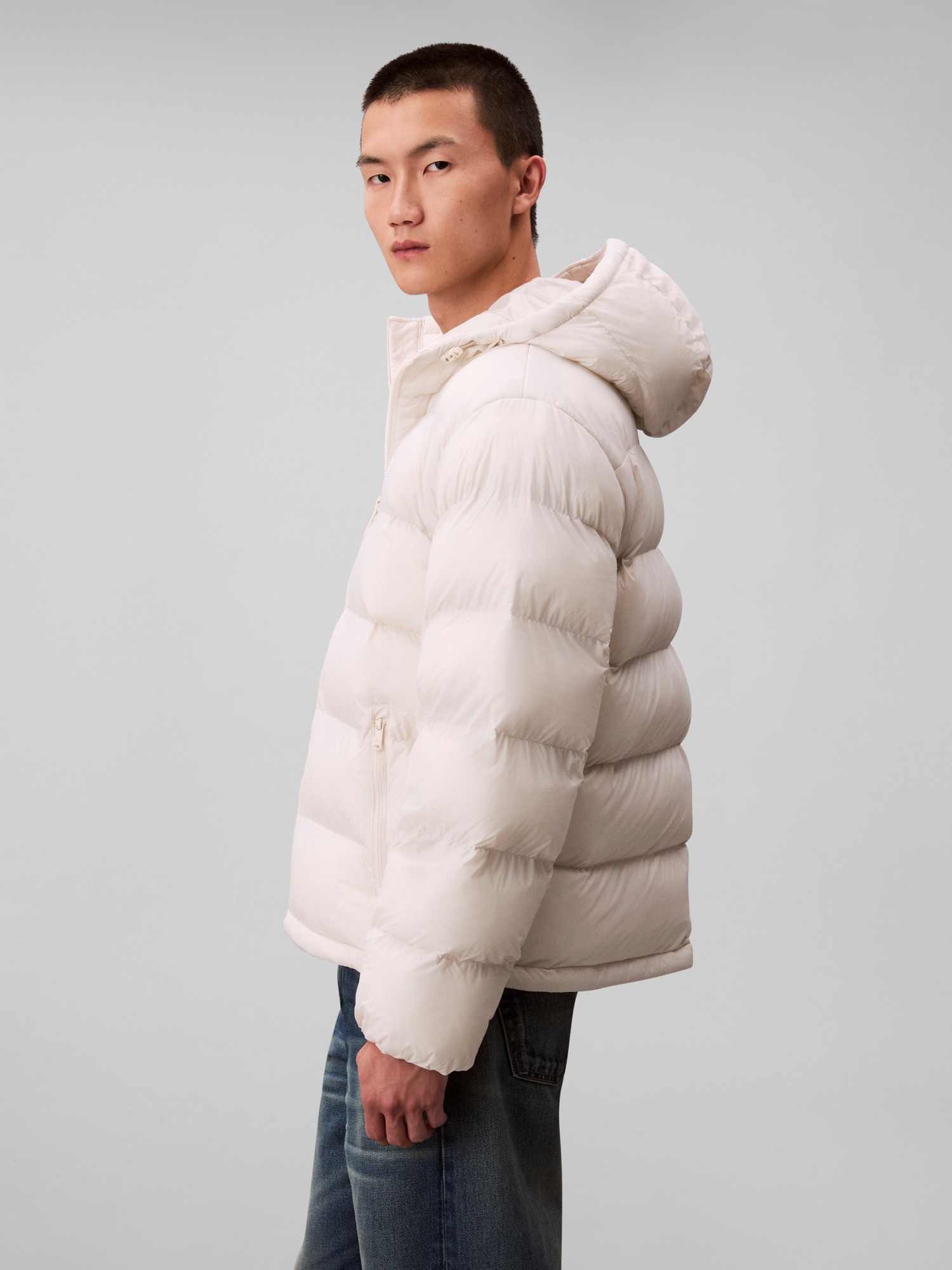 Thumbnail - Calvin Klein Jeans Steppjacke "LS NYLON MONOGRAM PUFFER JKT" ohne Kapuze Mit Rundhalsausschnitt, regular fit