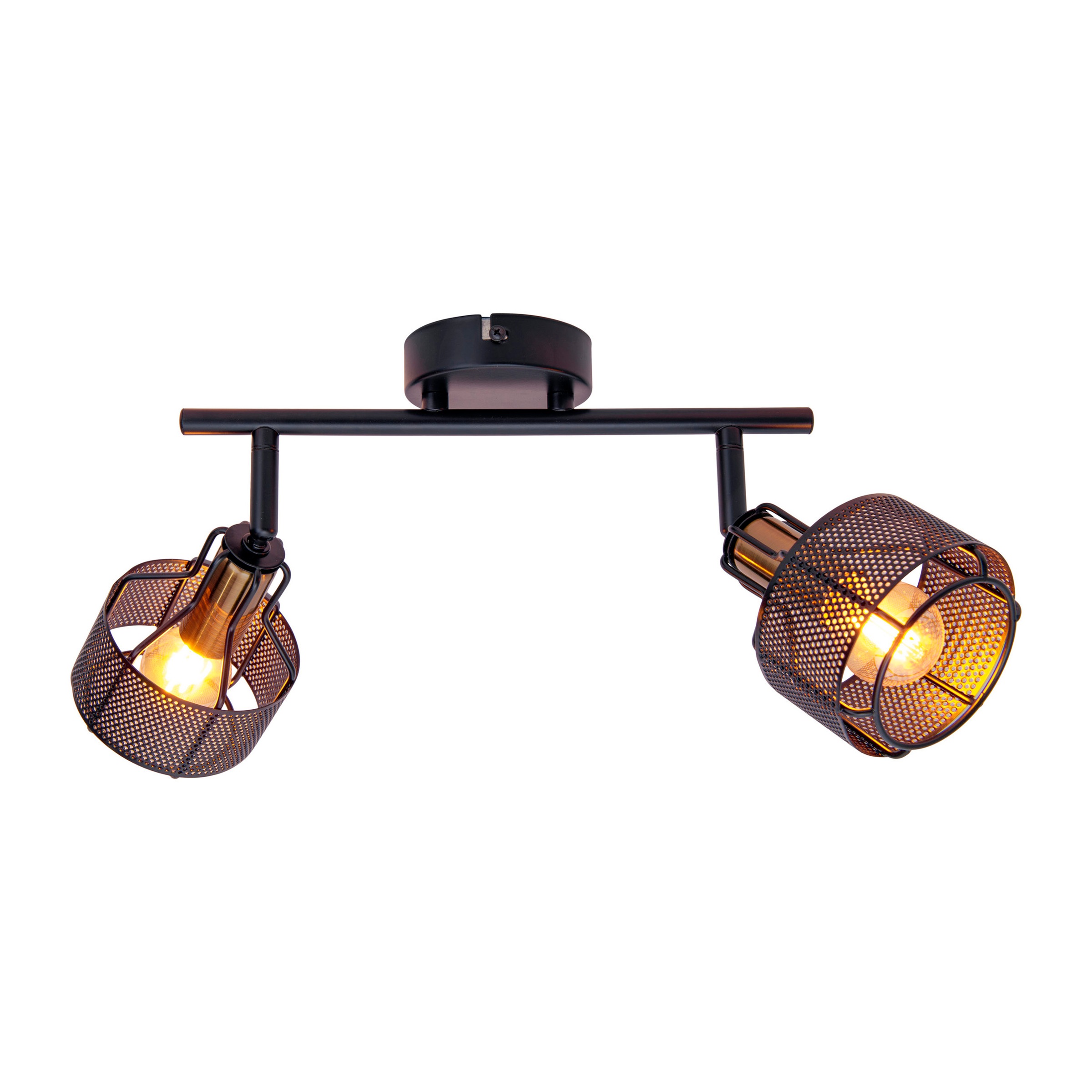 näve Deckenspots »Foro« E14 1 Stk. 2er Wand/Deckenleuchte, schwarz, Fassung golden, exkl. 2x E14, L: 32cm
