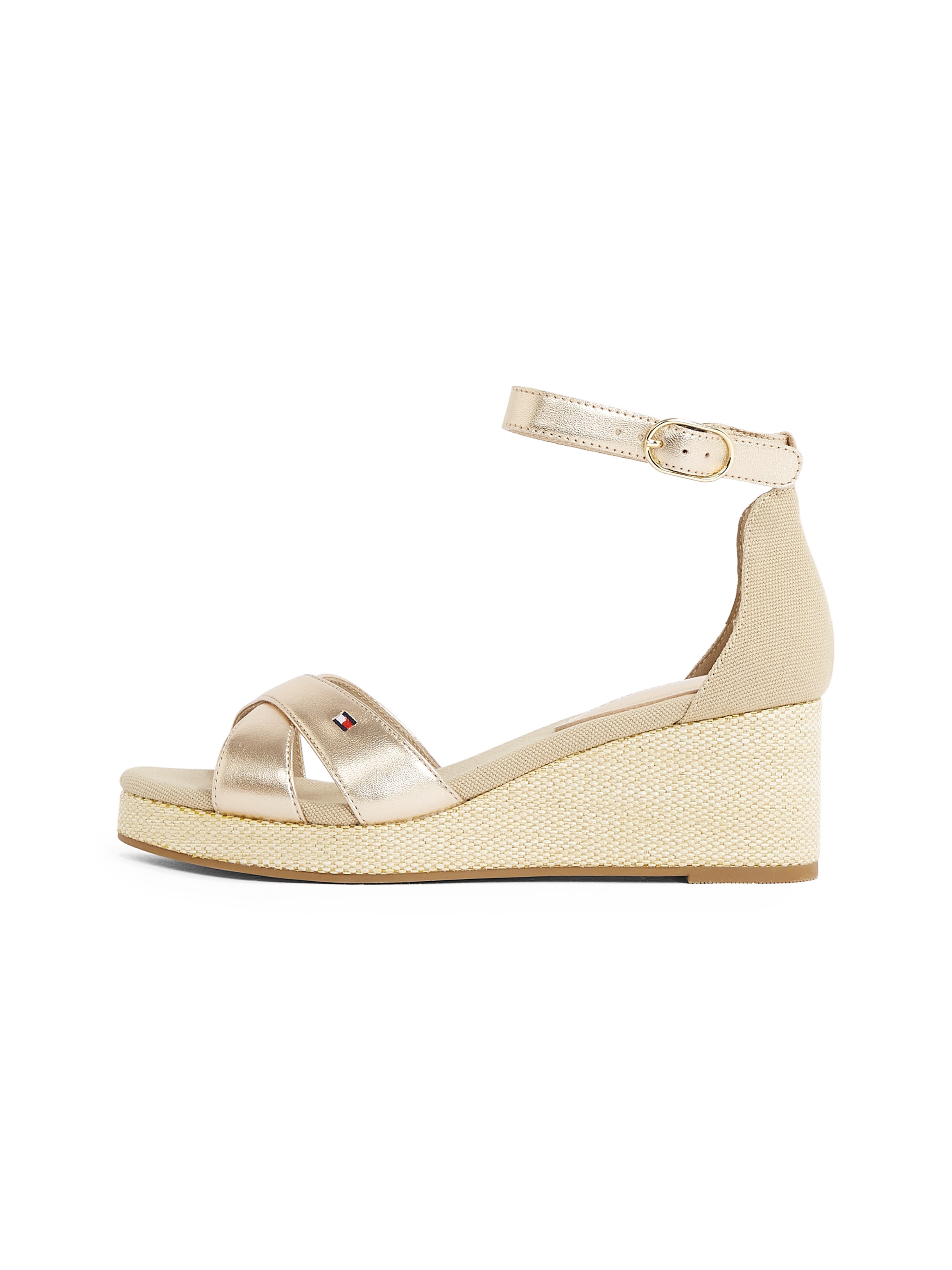 Tommy Hilfiger Keilsandalette "FLAG METALLIC MID WEDGE ESPAD", Riemchensand günstig online kaufen