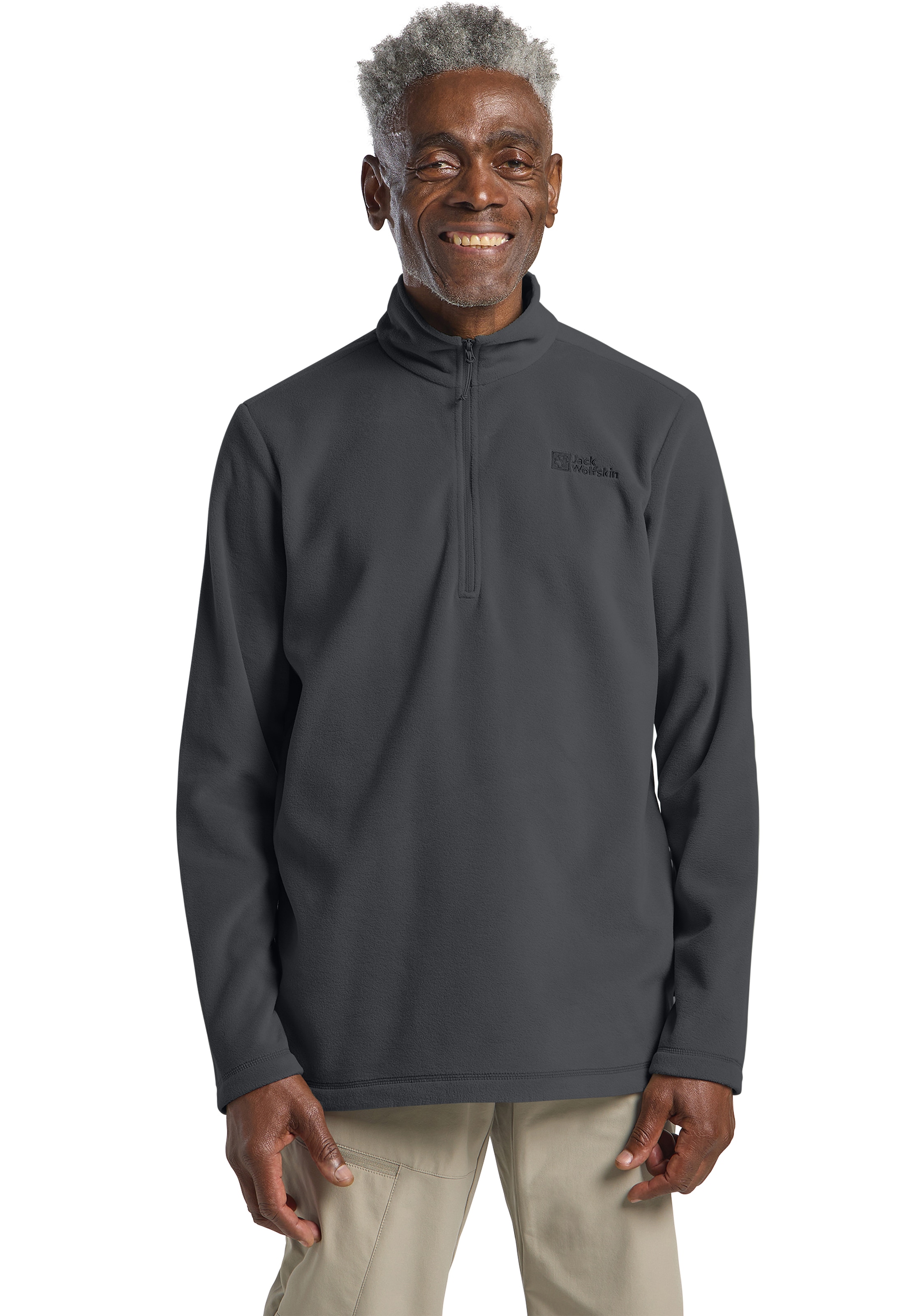 Jack Wolfskin Fleecepullover "TAUNUS HZ M", hoher Stehkragen, mit halbem Reißverschluss, hüftbedeckende Länge