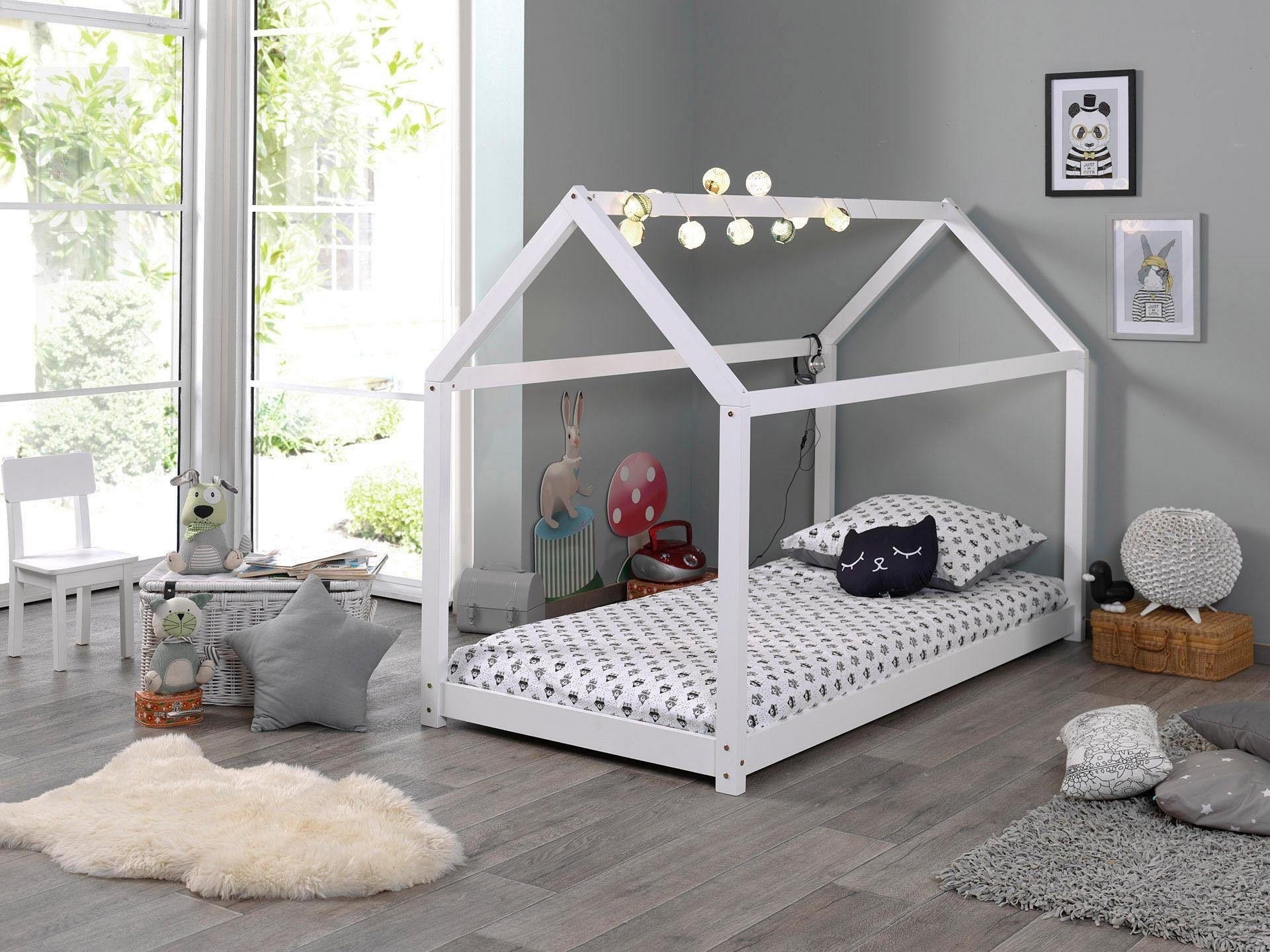 Vipack Kinderbett "Cabane, Kiefer massiv, Made in Europe, inklusive Rolllat günstig online kaufen