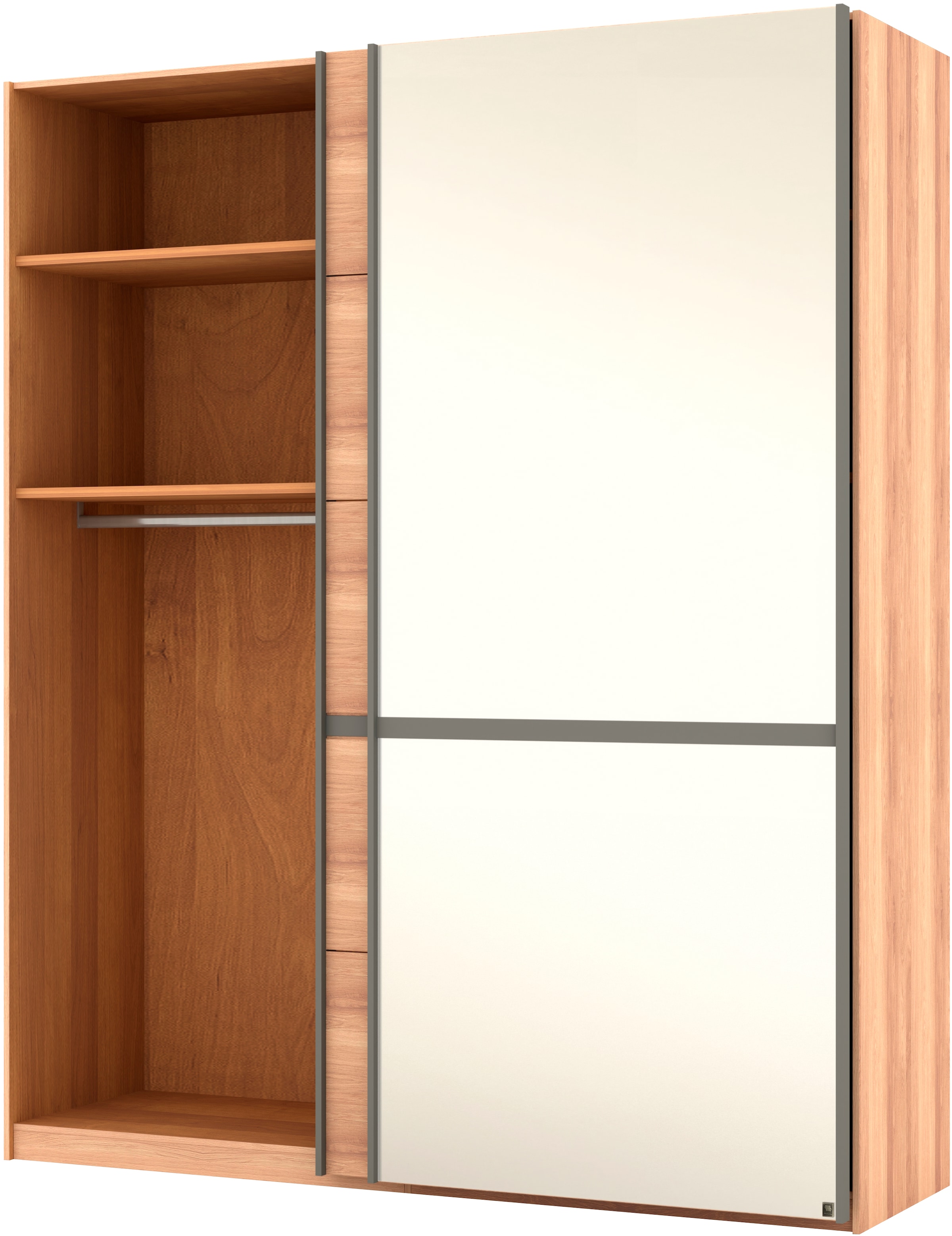 Musterring Schwebetürenschrank »Sorrent, Kleiderschrank, Schrank, Schiebetüren«, (Teilmassiv Eiche, MADE IN GERMANY), Türen in Eiche massiv mit Kassetten-Optik, verschiedene Maße verfügbar