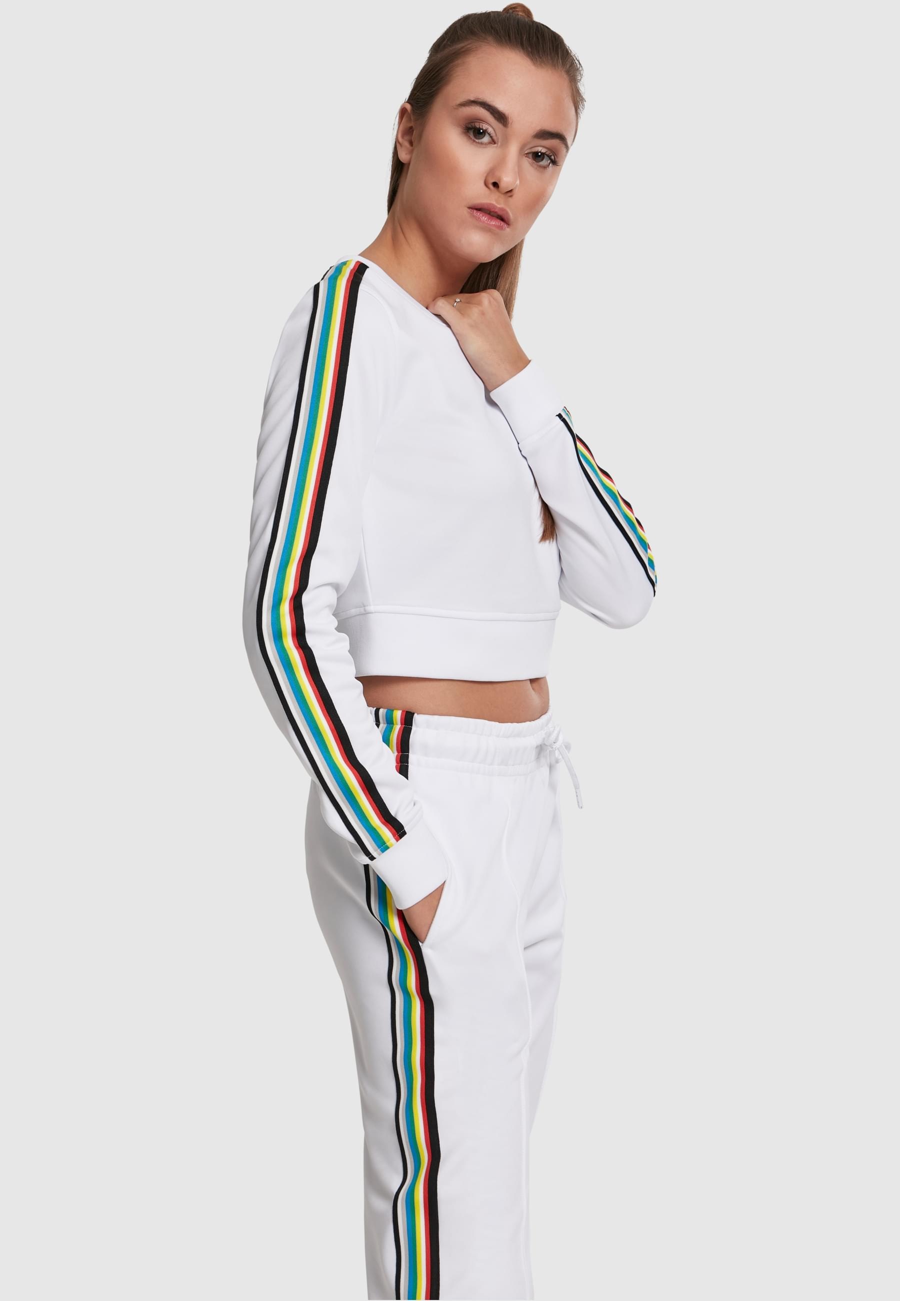 URBAN CLASSICS Sweatshirt »Urban Classics Damen Ladies Multicolor Taped Sleeve Crewneck«, (1 tlg.)