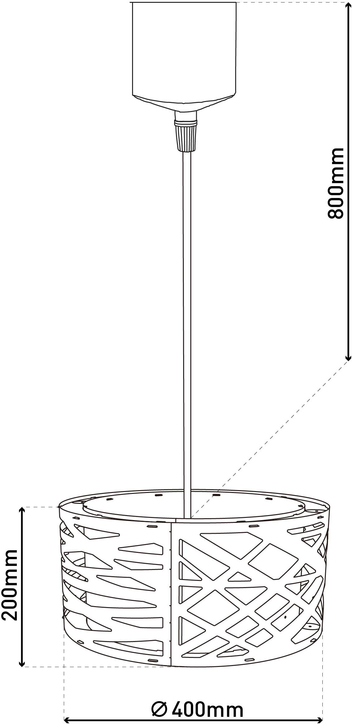näve Pendelleuchte »Finja« E27 1 Stk. rund D: 40 cm, Holzimitat, mehrschichtig durchbrochen, 1x E27 exkl.