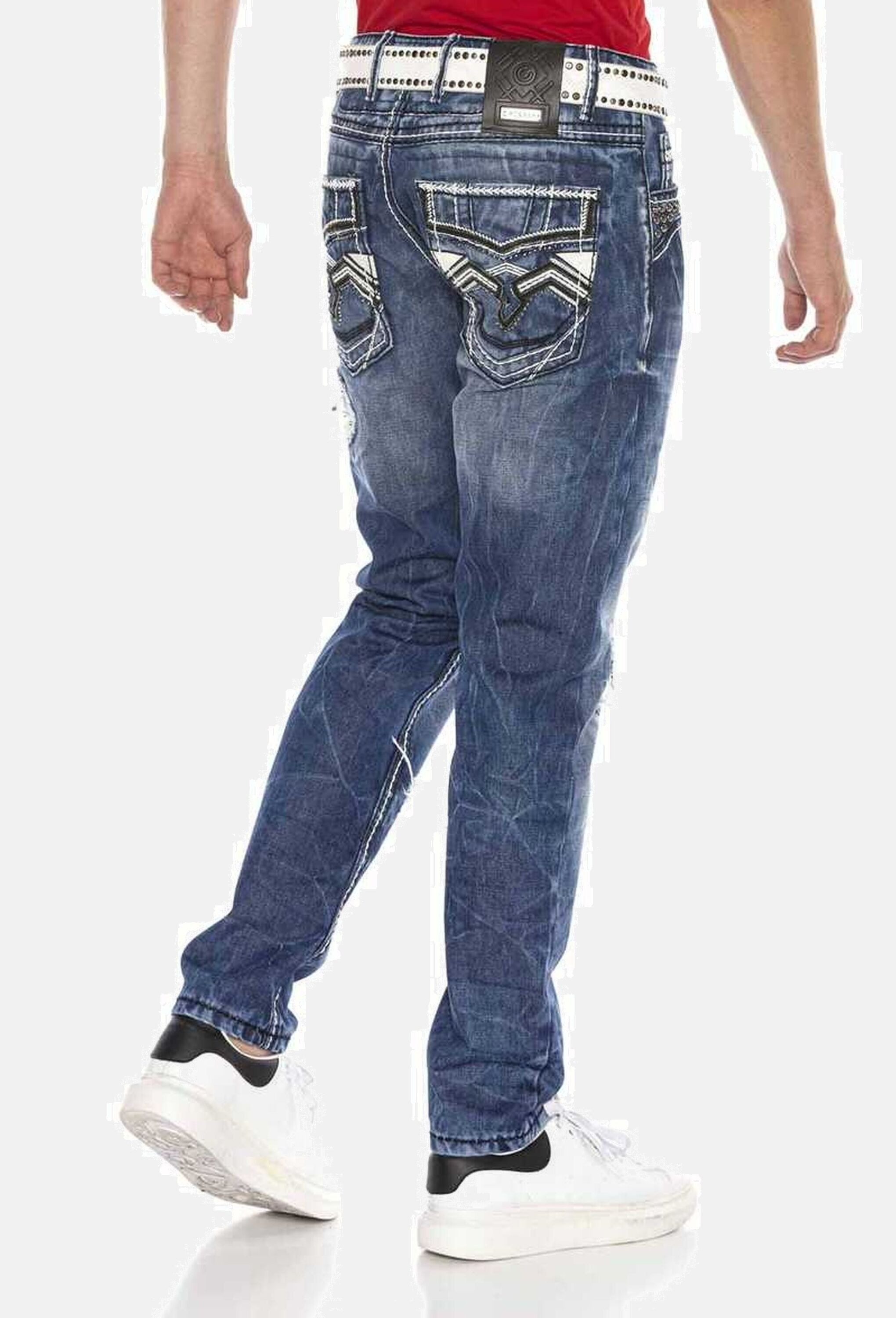 Cipo & Baxx Straight-Jeans »Cipo & Baxx Jeans DENIM« bequeme Jeans im angesagten Destroyed-Look, CD644
