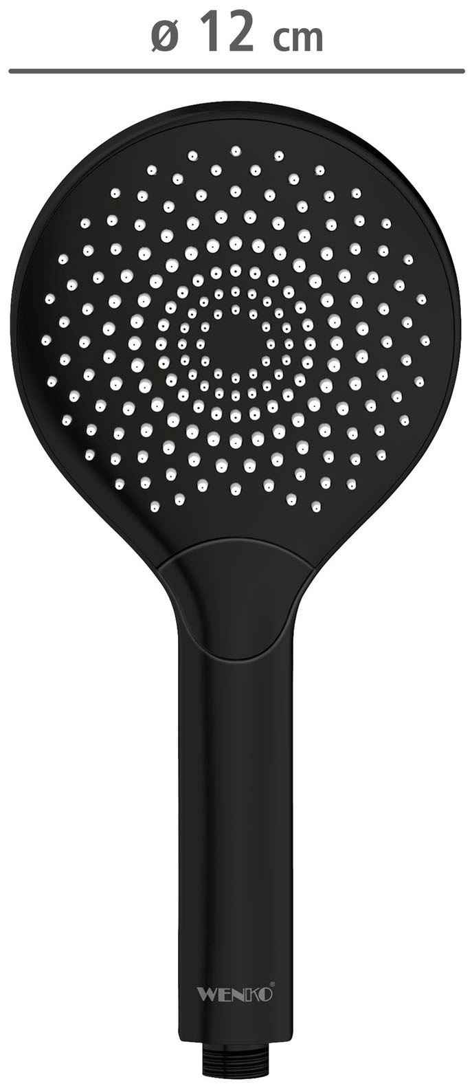 WENKO Handbrause »Watersaving«, (1 tlg.), Schwarz matt, Ø 12 cm