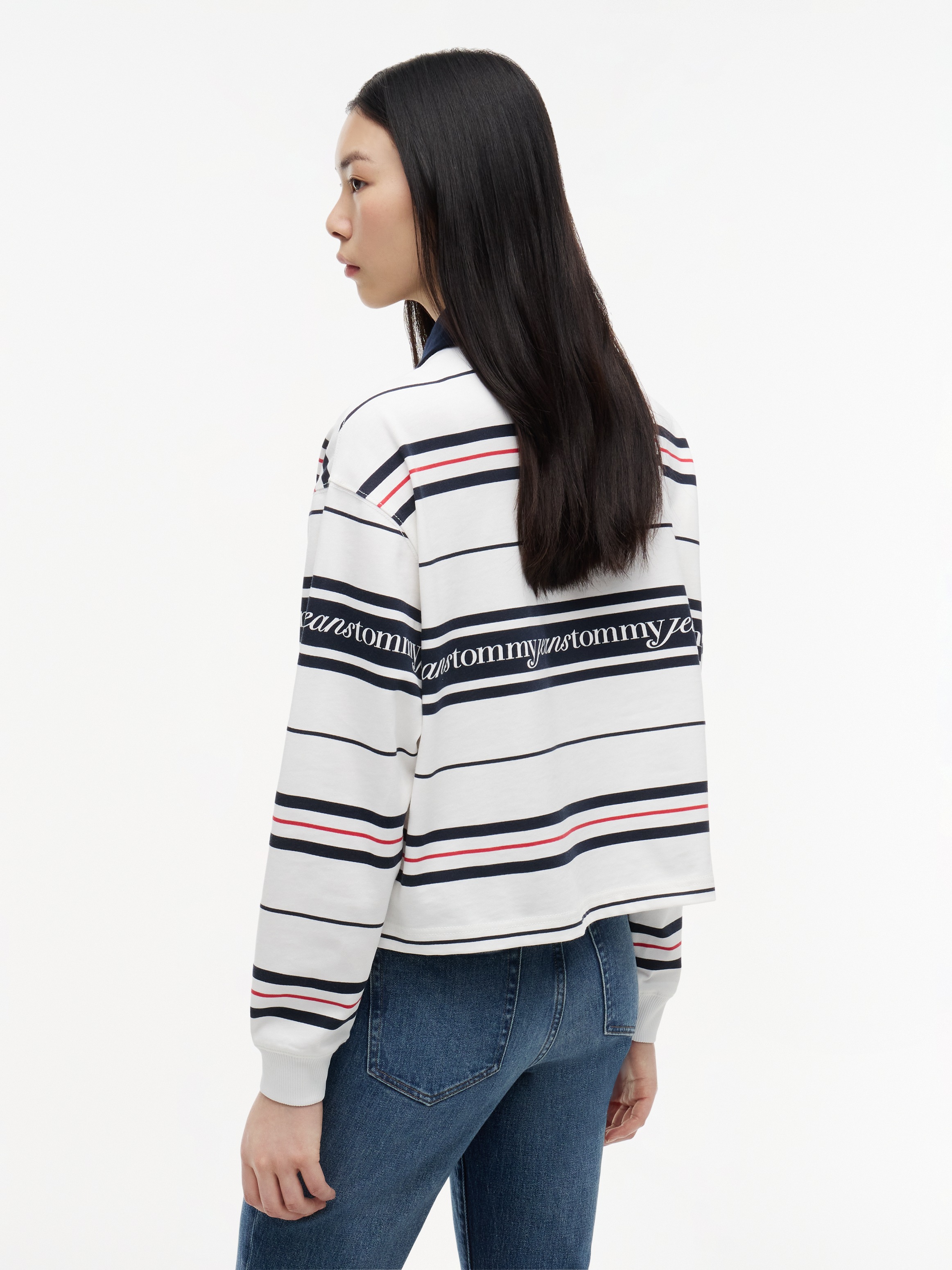 Tommy Jeans Sweatshirt »TJW RLX SCRIPT RUGBY«, Baumwolle,  relaxed fit, Polokragen
