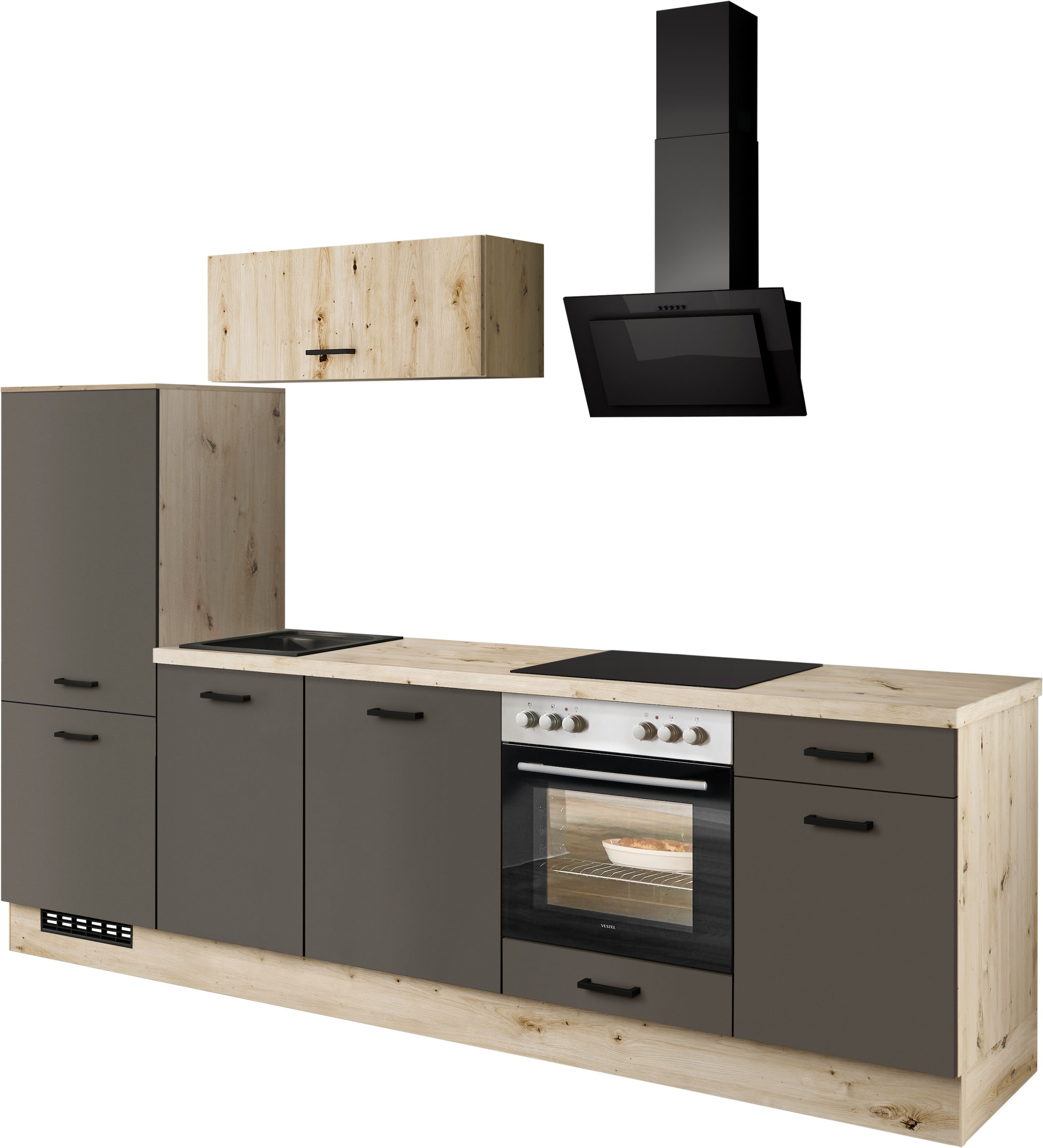 IMPULS KÜCHEN Küchenzeile "Lissabon, Ausrichtung wählbar, Schubkästen mit Soft-Close" Set, vormontiert, in verschiedenen Farben erhältlich, Breite 280 cm