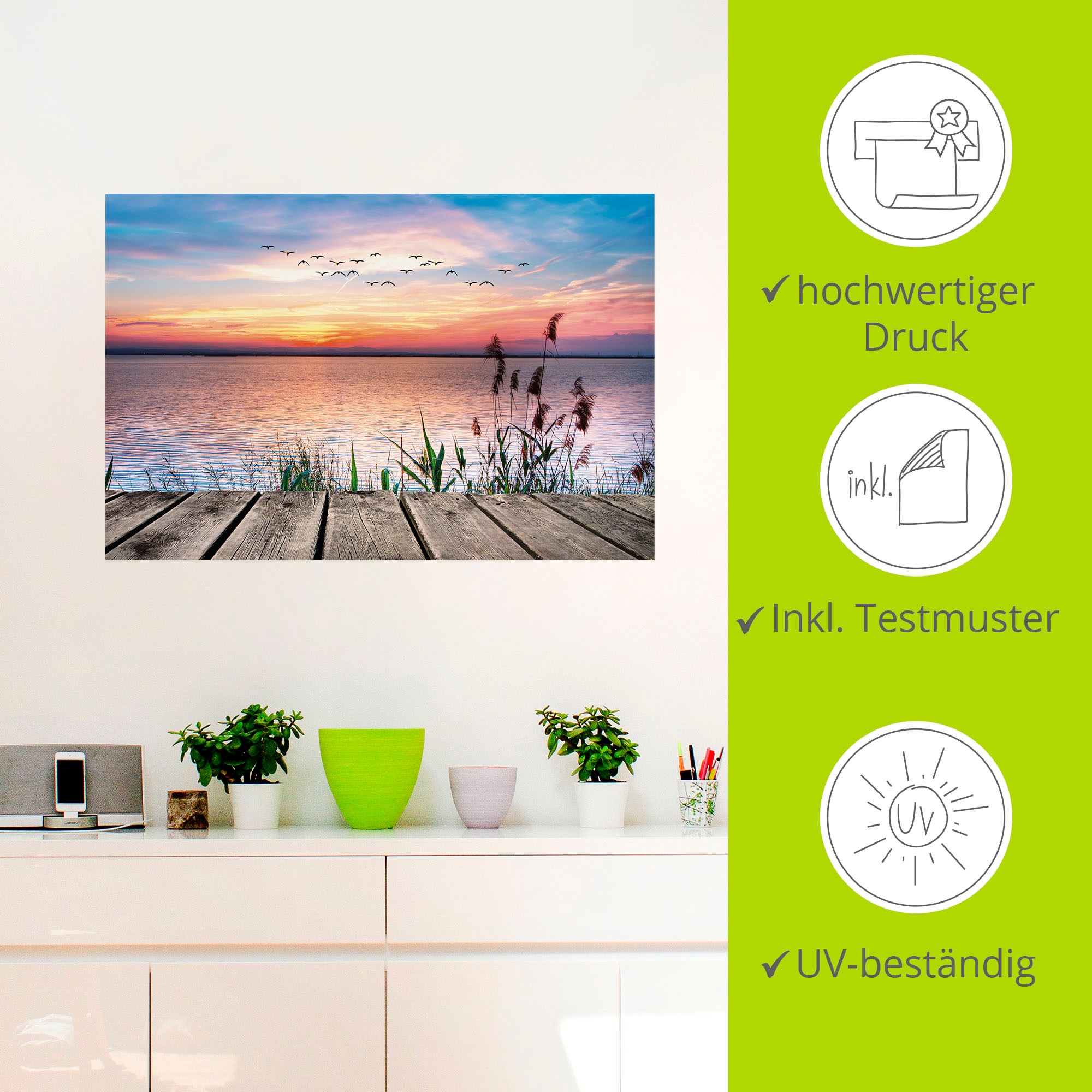 Artland Wandbild »Der See in den Farben der Wolken«, Gewässer, (1 St.), als Alubild, Outdoorbild, Leinwandbild, Poster, Wandaufkleber