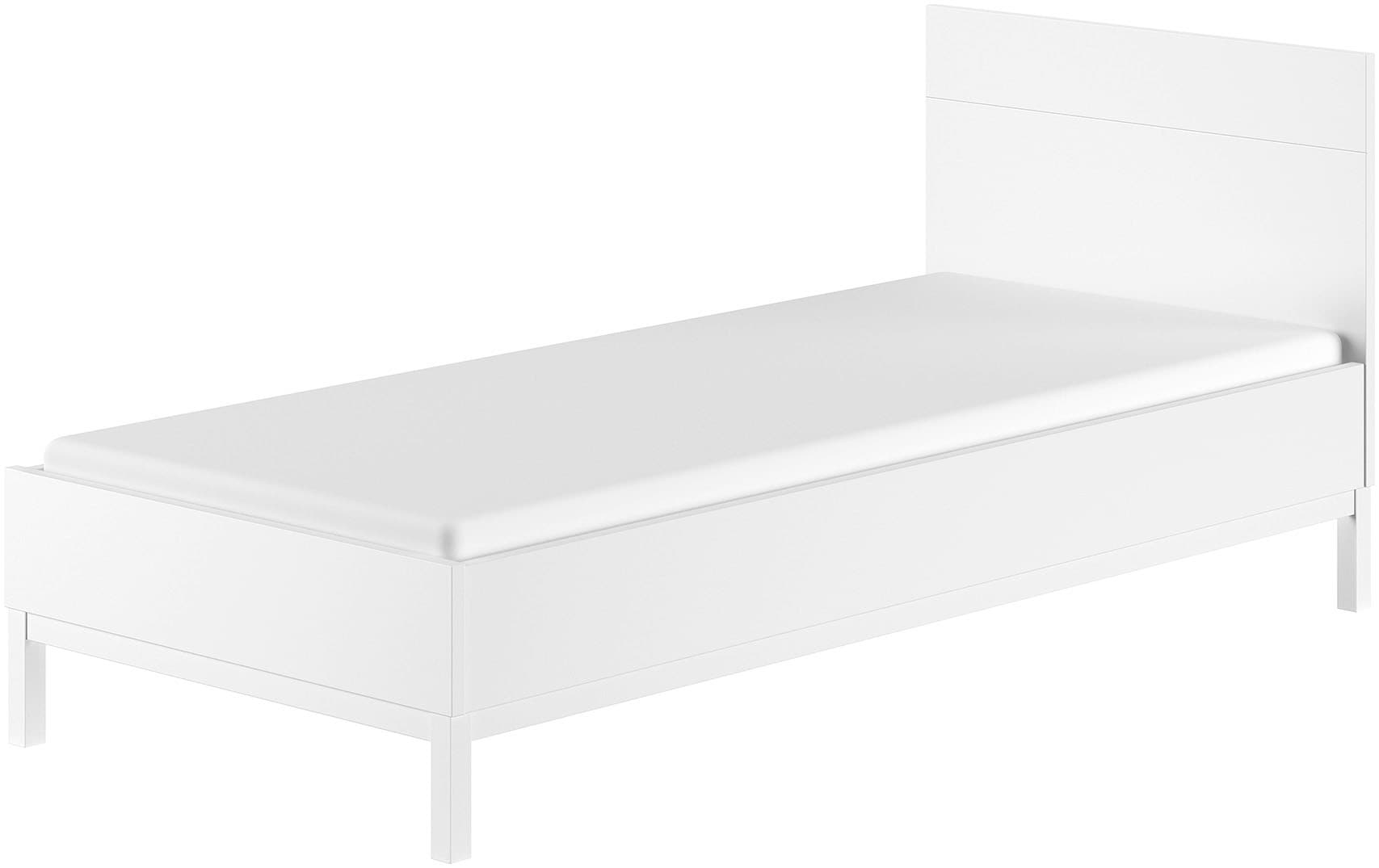 Vipack "in gradlinigem Design, glattem Kopfteil und pflegeleichter Oberfläche" 90x200, komfortable Liegehöhe, vielseitig, weiß lackiert