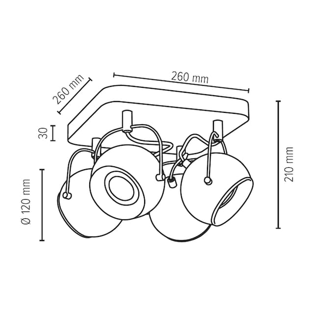SPOT Light Deckenleuchte »BALL WOOD«, 4 flammig-flammig, Inkl. LED- Leuchtmittel, Naturprodukt aus Eichenholz, Flexible Spots | BAUR