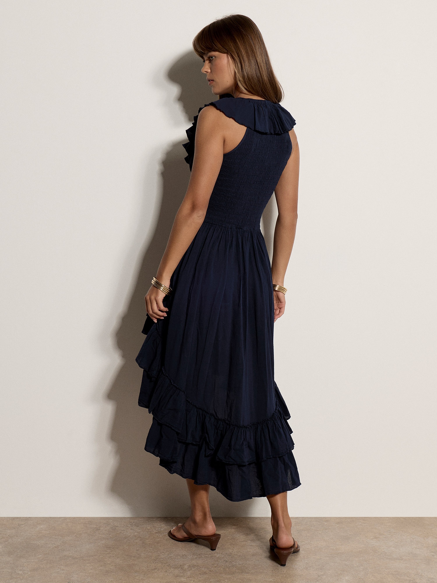 Apricot Midikleid »Midi-Kleid aus Baumwolle mit Asymmetrie und Rüschen« Rüschen