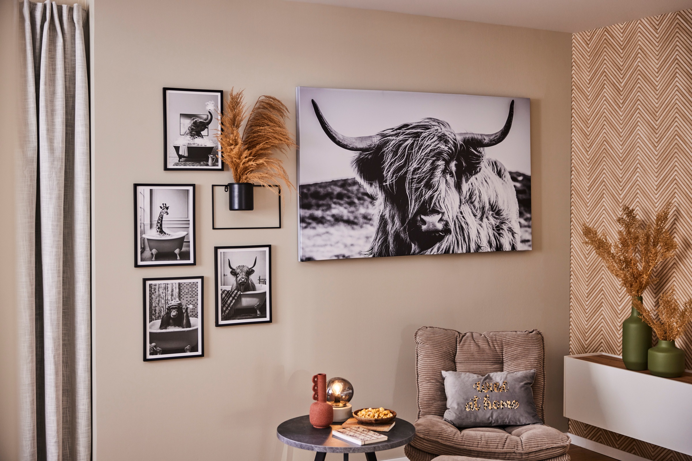 Creativ home Bild mit Rahmen "Leinwandbild Kuh in Badewanne" 1 Stk. tlg. mi günstig online kaufen