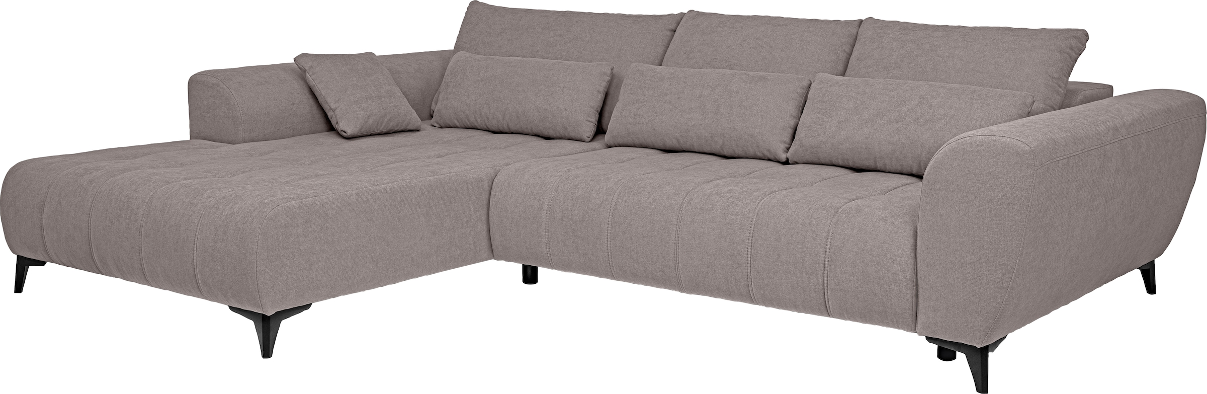 WERK2 Ecksofa »Garay, XXL-Liegefläche: elektrisch ausziehbar auf ca. 228×126 cm« Luxus in Übergröße: XXL-Liegefläche, Komfort-Ottomane & stilvolle Füße