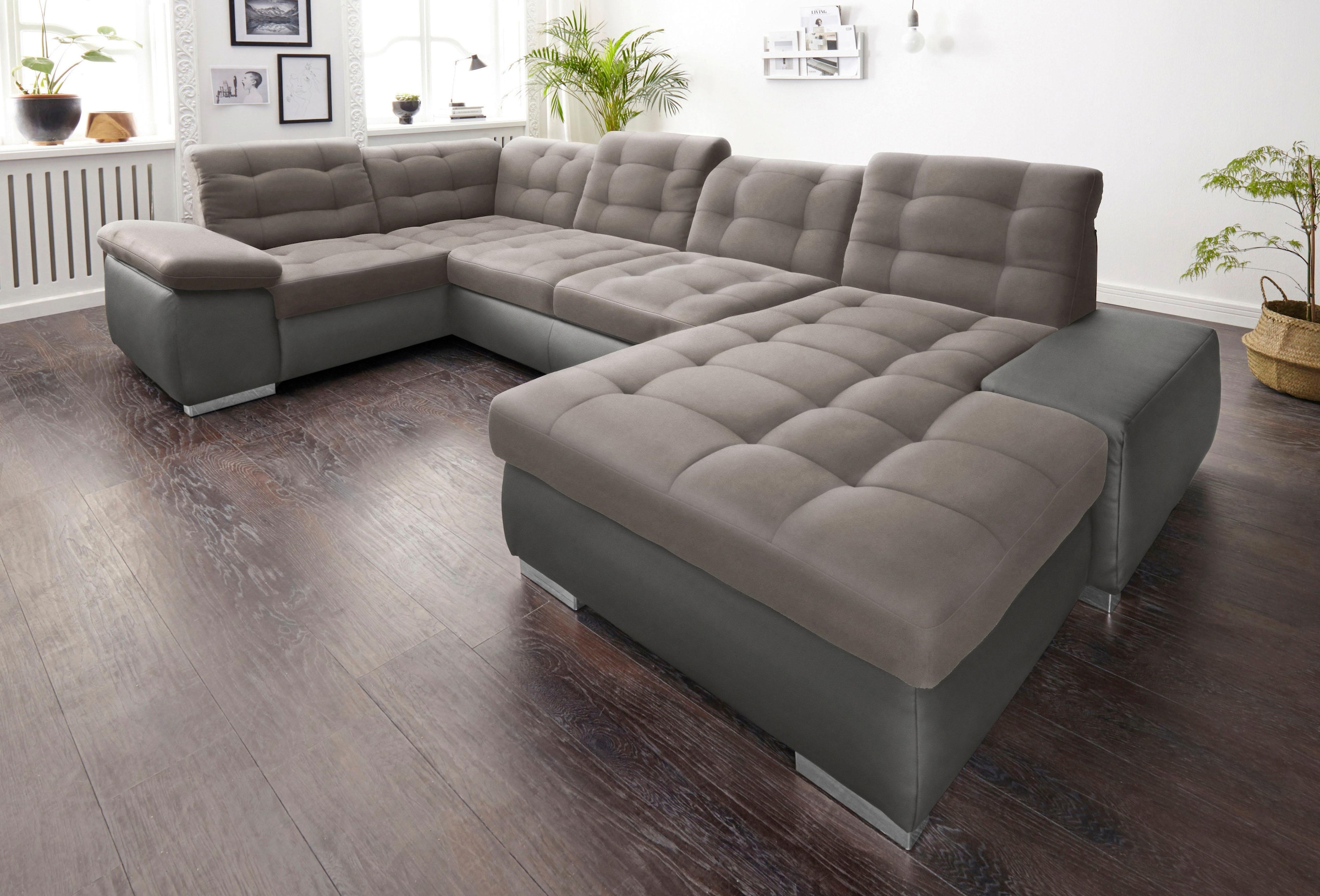 sit&more Wohnlandschaft "Ontario U-Form" XXL, wahlweise mit Schlaffunktion