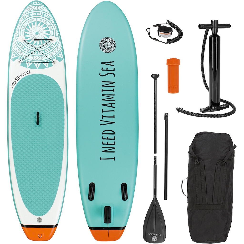 EASYmaxx Inflatable SUP-Board »MAXXMEE Stand-Up Paddle-Board 2020 weiß/blau«, (Spar-Set, 7 tlg., mit Paddel, Pumpe und Transportrucksack)