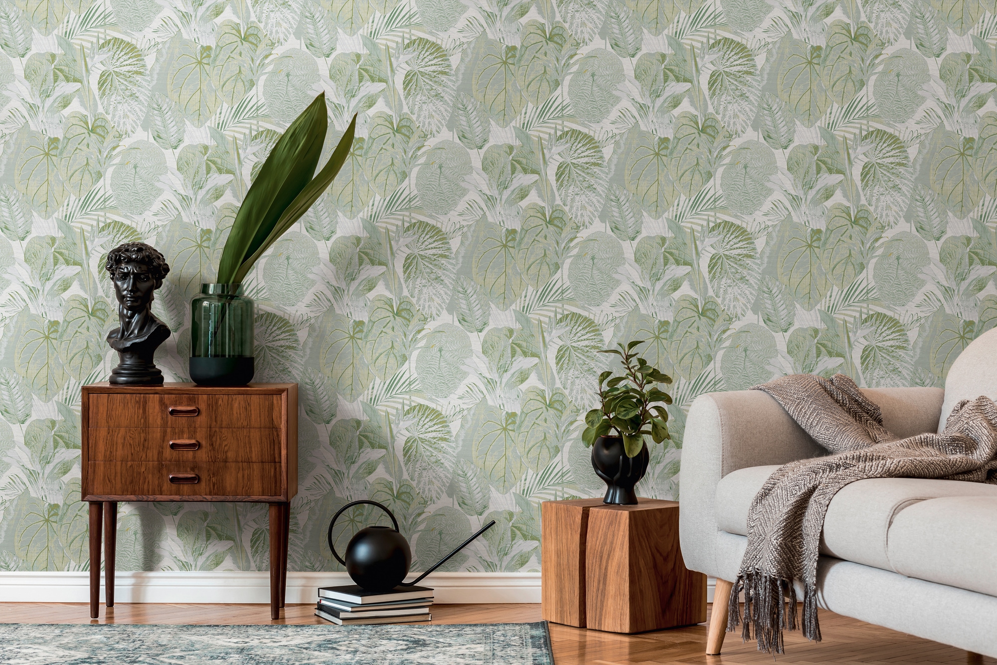 living walls Vliestapete "Famous Garden Natur-Tapete Mustertapete Dschungel-Optik Dschungeloptik" matt strukturiert Vliestapete botanisch für Schlafzimmer Küche Wohnzimmer Dschungel Flur