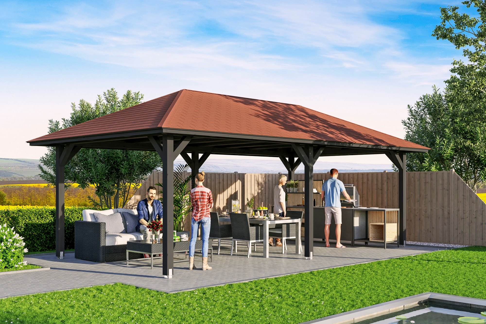 Skanholz Pavillon "Orleans 2", 4-Eck, BxT: 439x786 cm günstig online kaufen