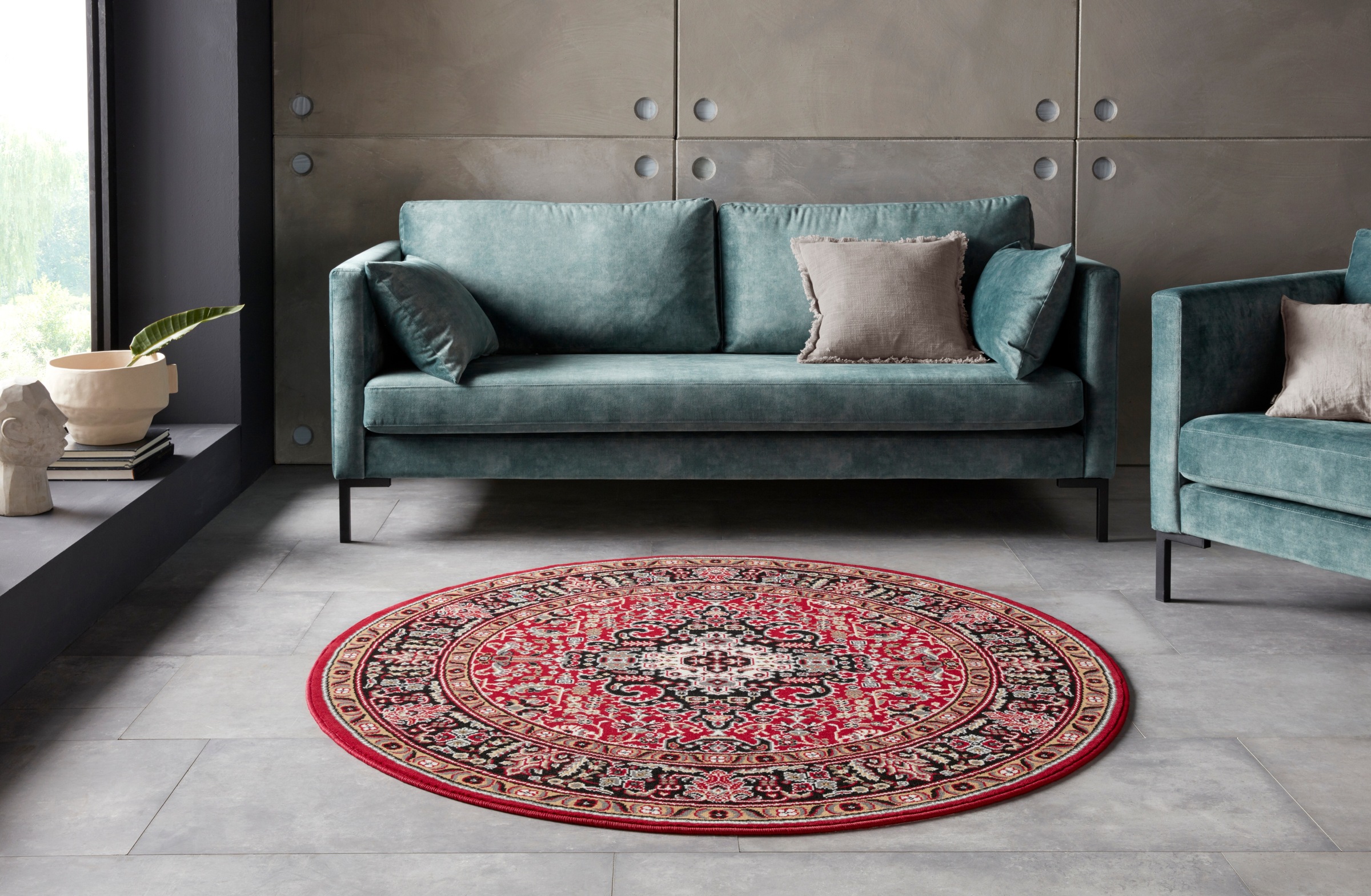HANSE Home Teppich »Skazar Isfahan«, rund, 9 mm Höhe, Kurzflor, Orient, Teppich, Vintage, Esszimmer, Wohnzimmer, Flur