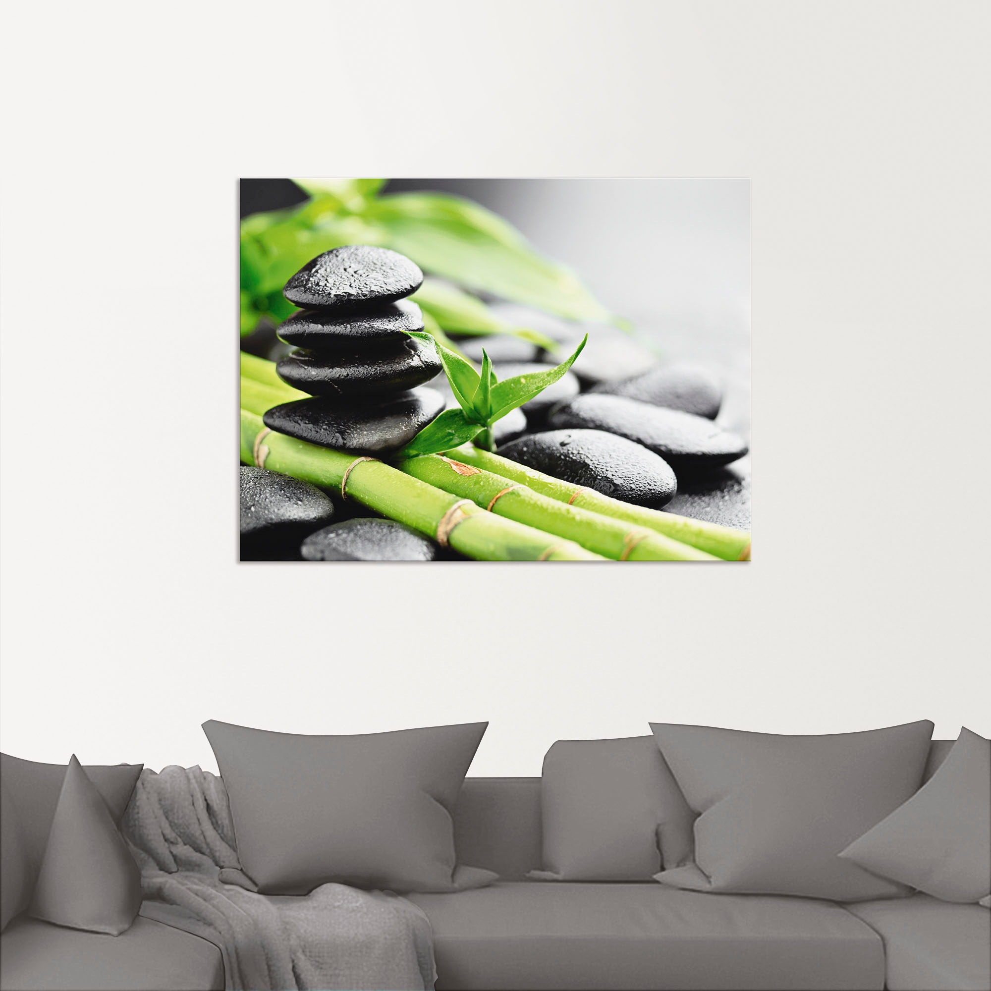 Artland Wandbild "Wachstum - Lavasteine Bambus", Zen, (1 St.), als Alubild, günstig online kaufen