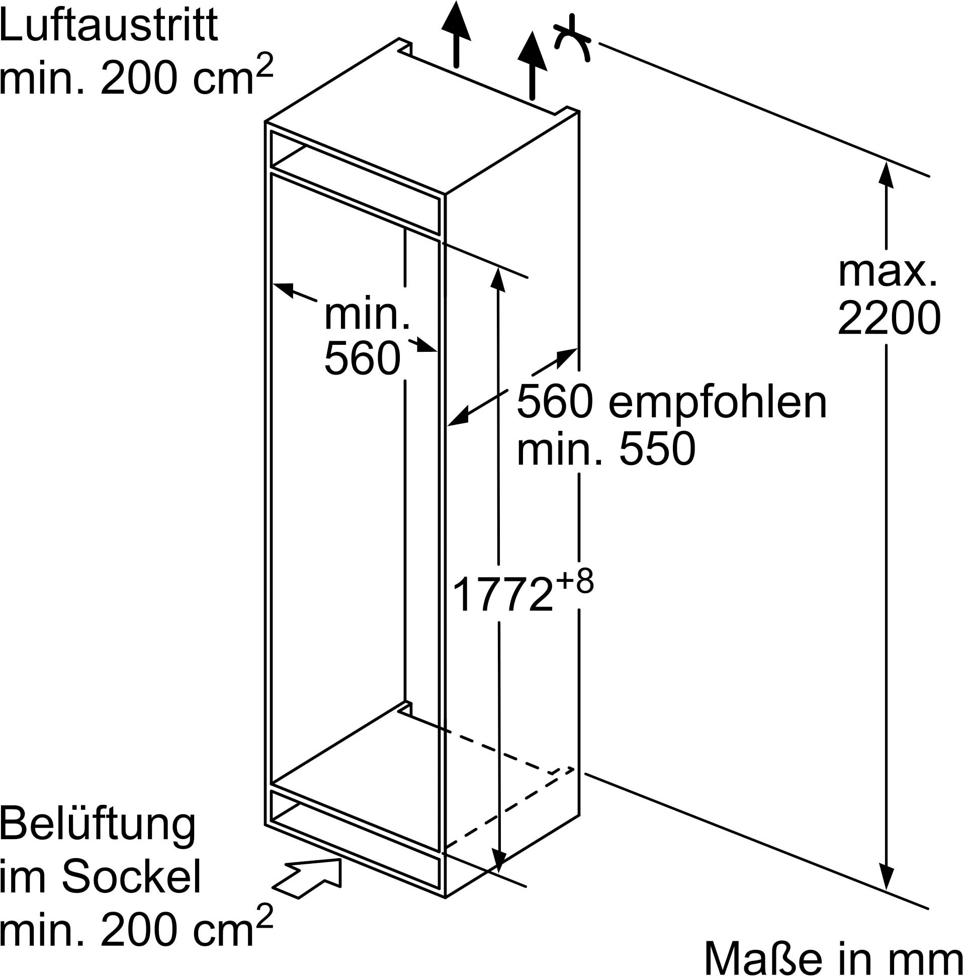 NEFF Einbaukühlschrank »KI1812FF0«, 54,1 177,2 breit BAUR KI1812FF0, cm hoch, cm 