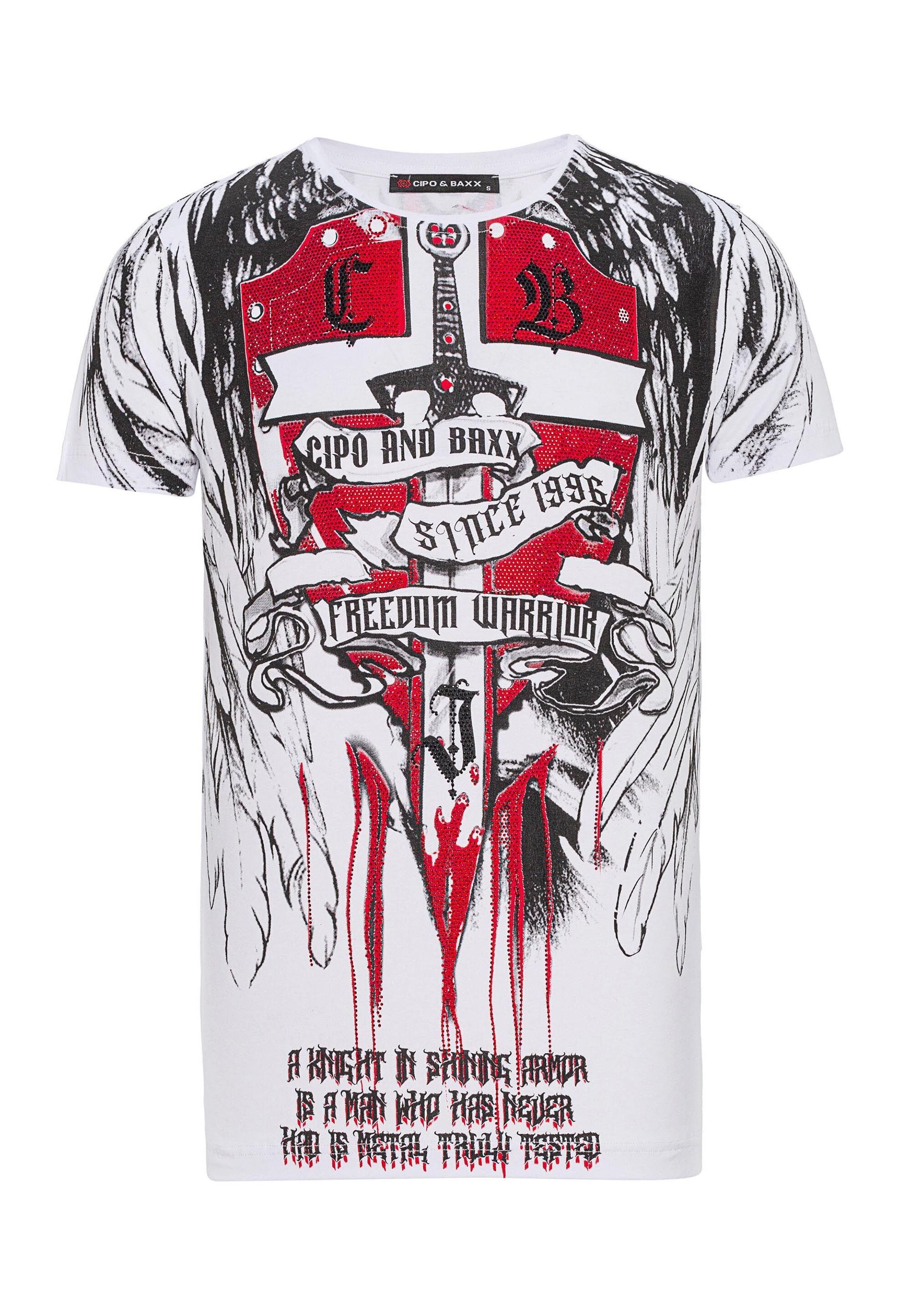 Cipo & Baxx T-Shirt »T-Shirt«, mit coolen Prints, Vorder- und Rückseite
