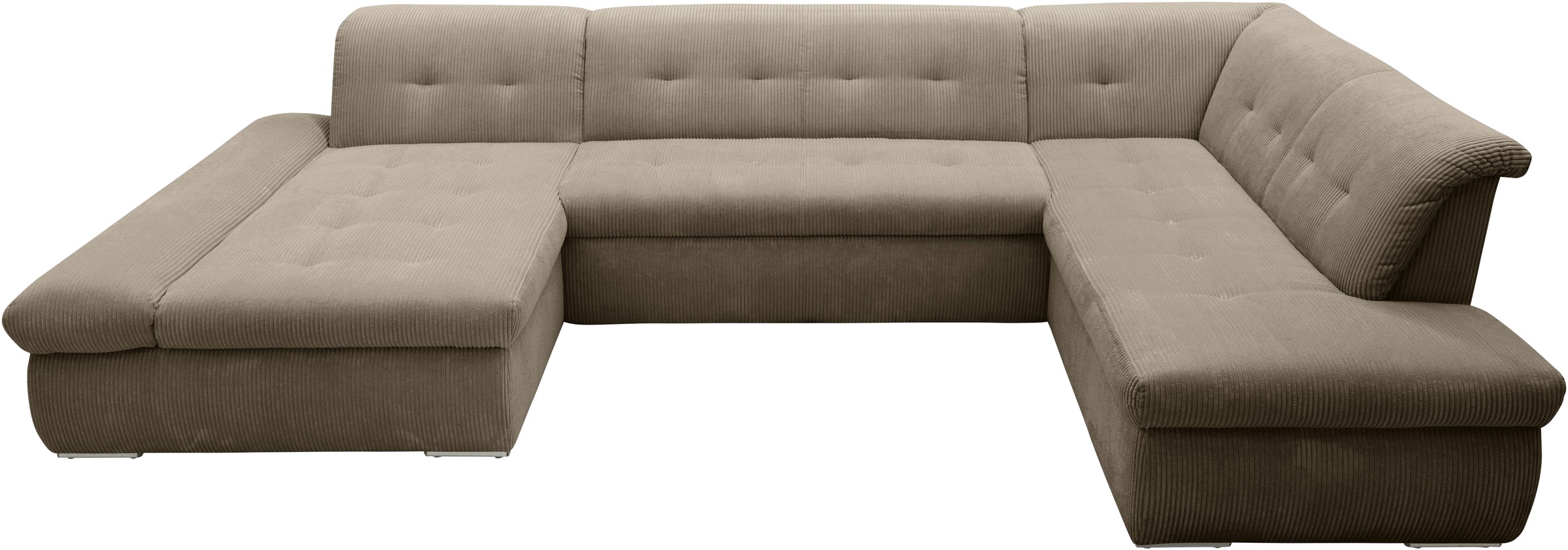 DOMO collection Wohnlandschaft »Moric U-Form auch in Cord«, im XXL-Format, wahlweise mit Bettfunktion und Armlehnenverstellung