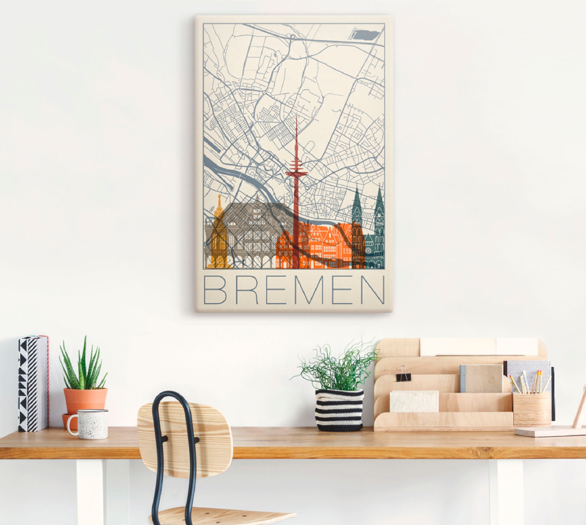 Artland Wandbild »Retro Karte Bremen«, Deutschland, (1 St.), als Alubild, Outdoorbild, Poster in verschied. Größen