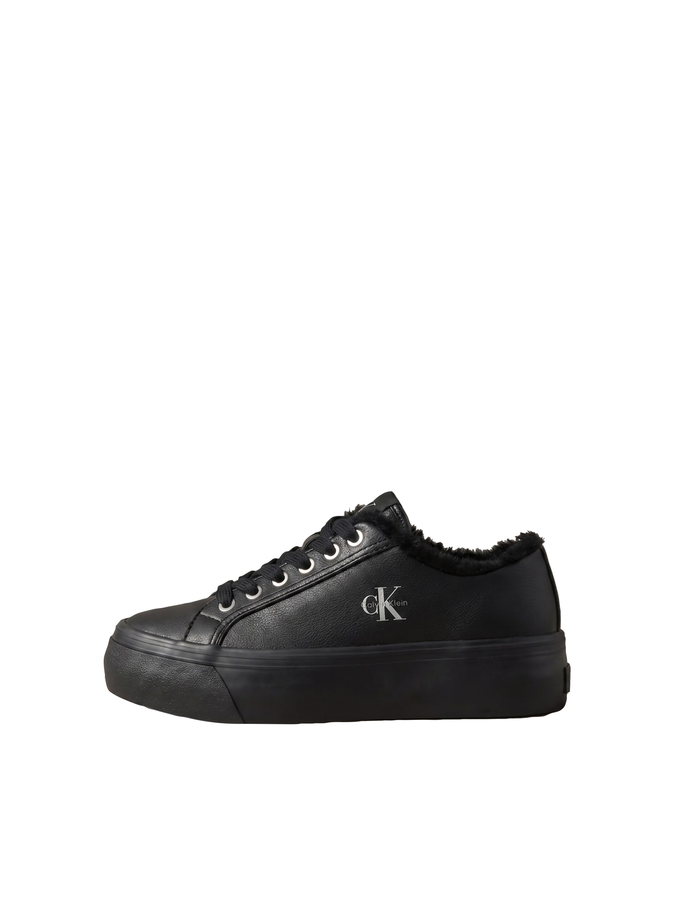 Calvin Klein Plateausneaker »VULC FLATF LACEUP LTH FUR«  Halbschuh, Schnürschuh, Casual-Sneaker mit seitlichem CK-Logo