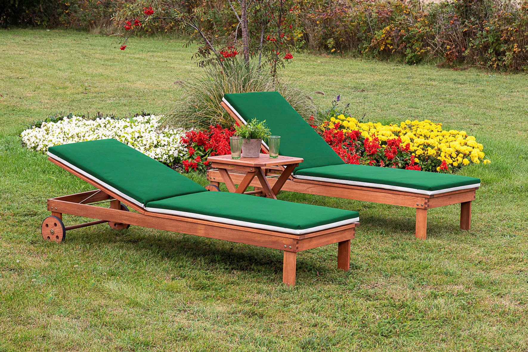 MERXX Gartenliege "Aktionsliegen Set", (3 St.), 2 Liegen mit Auflage, 1 Hoc günstig online kaufen