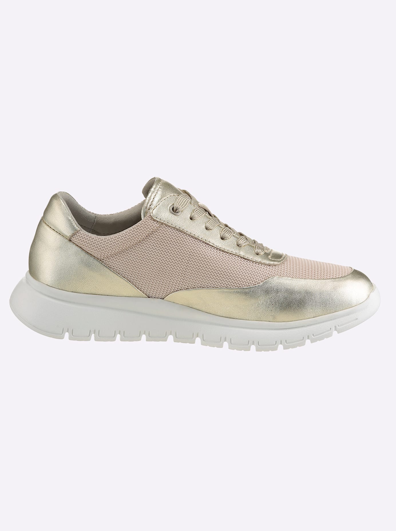 Sneaker HEINE, Damen, Gr. 39, goldfarben, sand, Glattleder, Lackleder, Leder, Textil, Schuhe Sneaker 3