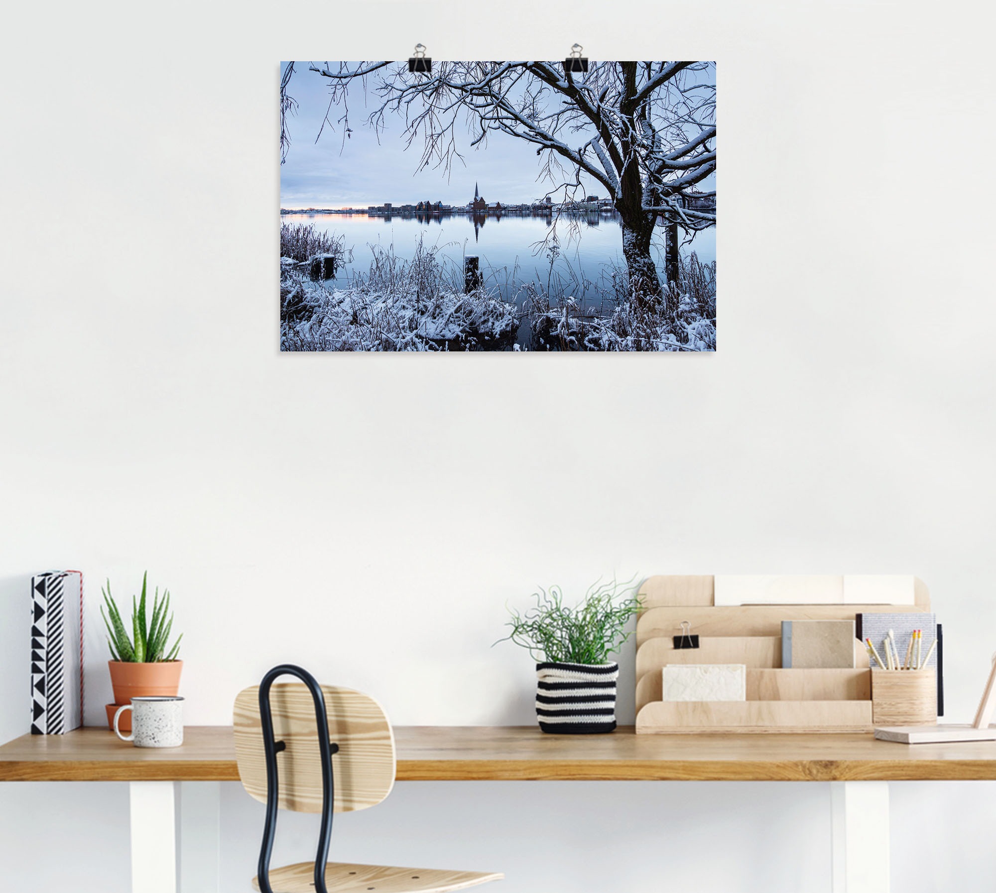 Artland Wandbild »Warnow Hansestadt Rostock im Winter«, Rostock, (1 St.), als Alubild, Leinwandbild, Wandaufkleber oder Poster in versch. Größen