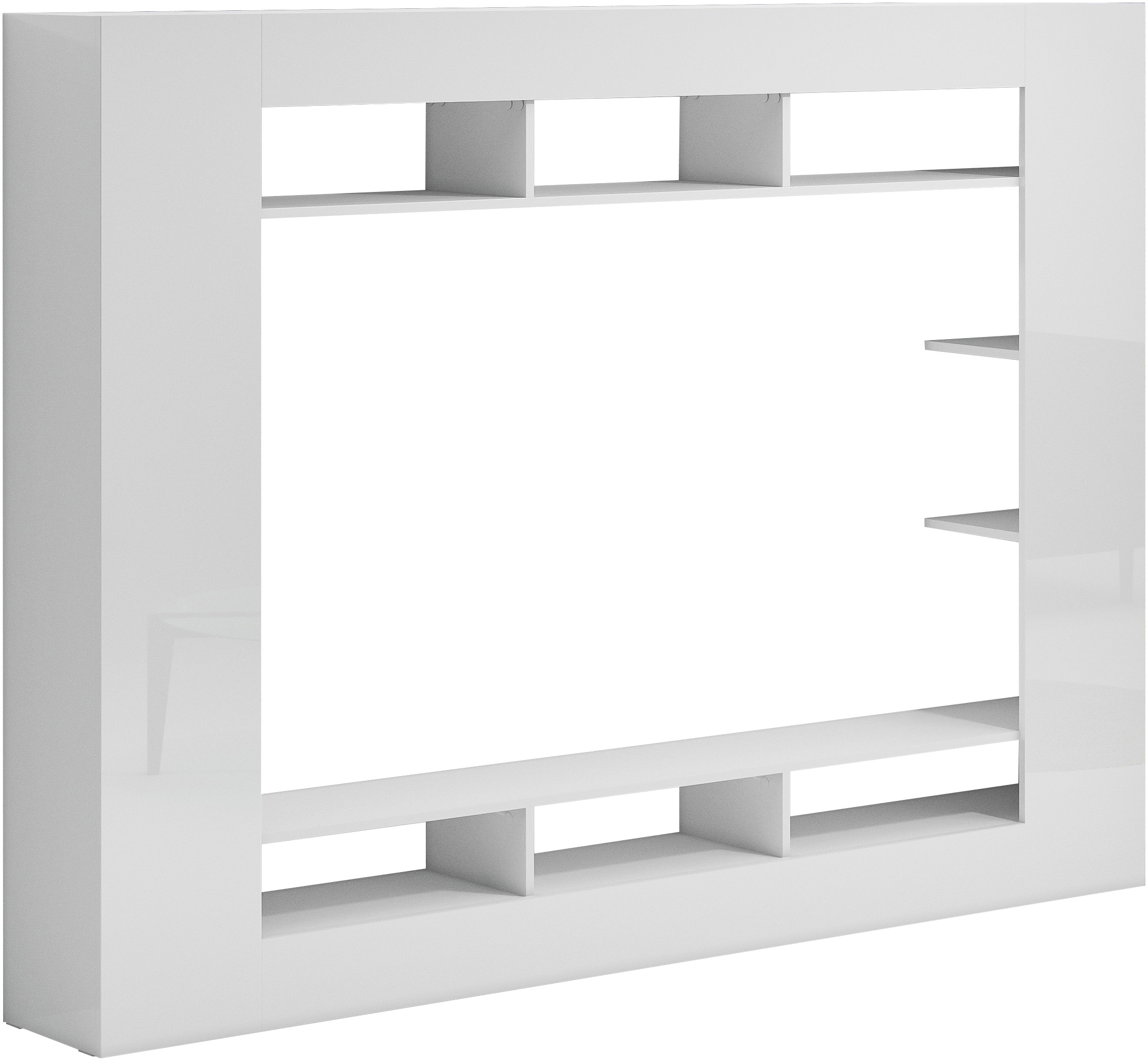 OTTO home Wohnwand »SPEED, TV-Wand, hochglanz lackiert,ideal für TV-Geräte bis zu 65 Zoll«, (1 St.), Made in Italy, B/T/H: 216×30,4×158,6 cm, mit ca. 12 offenen Fächern