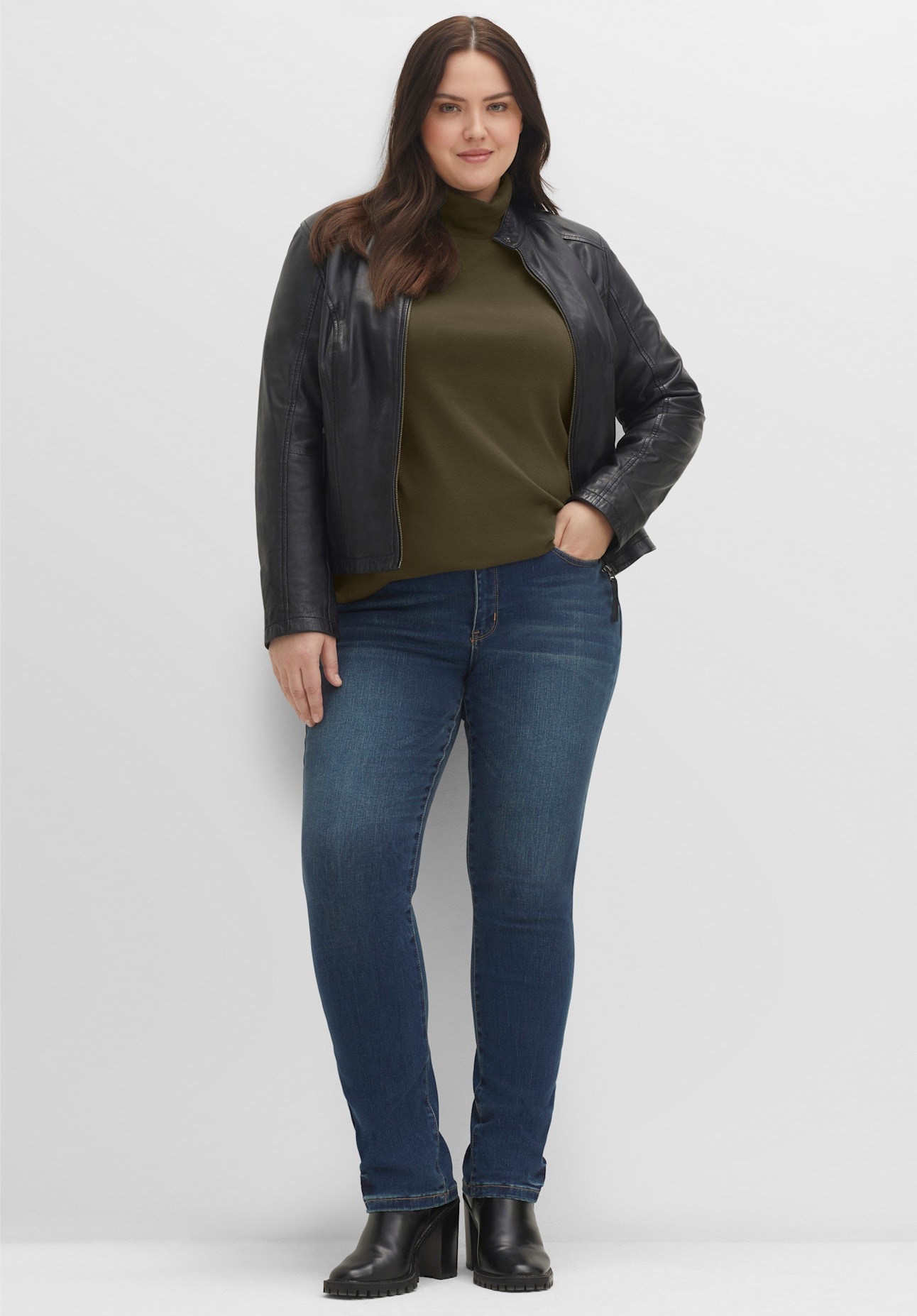 Sheego Langarmshirt "Rollkragen-Shirt" 1 Stk. tlg. günstig online kaufen