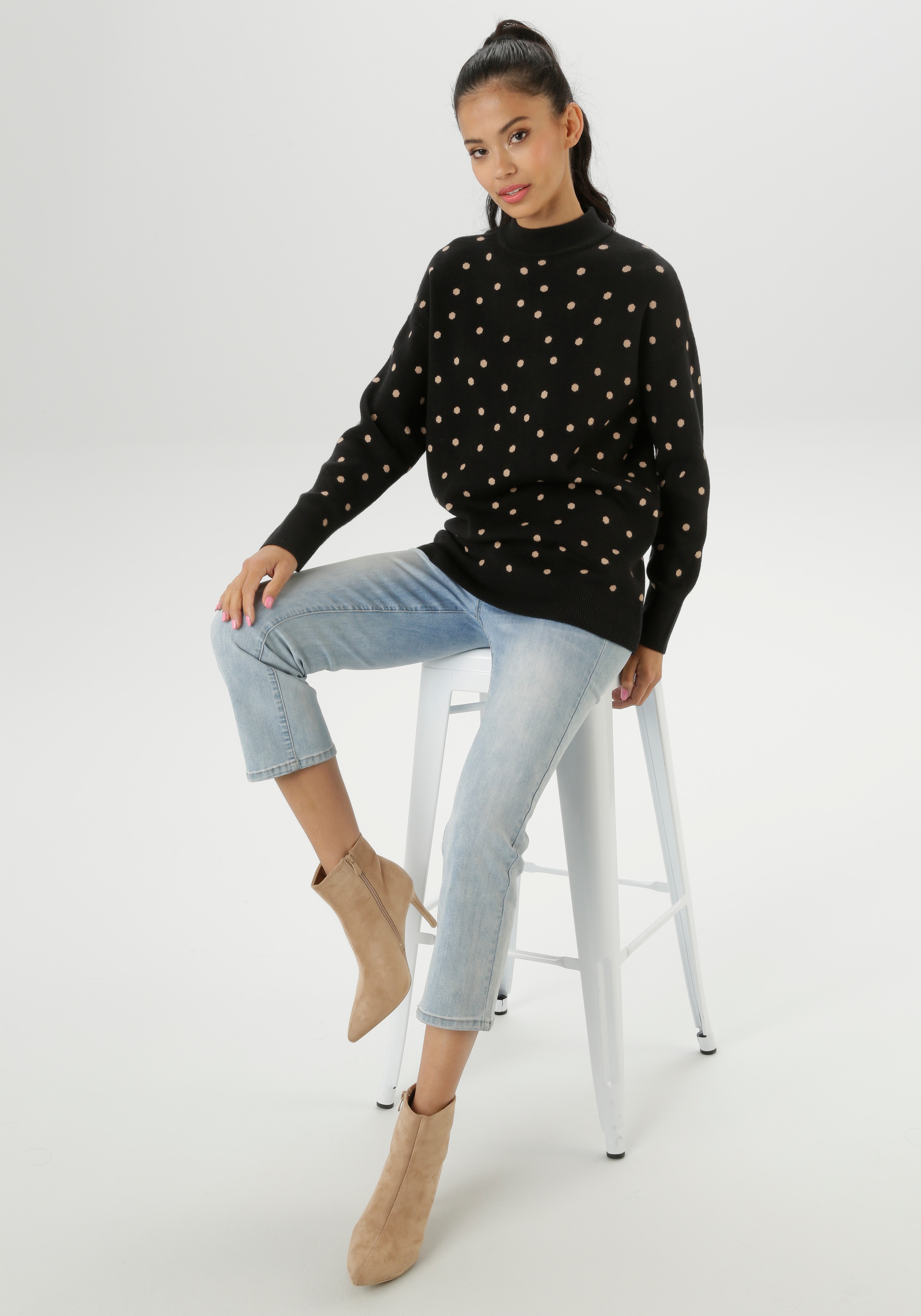 Aniston SELECTED Strickpullover, mit elegantem Jacquard-Muster - NEUE KOLLEKTION