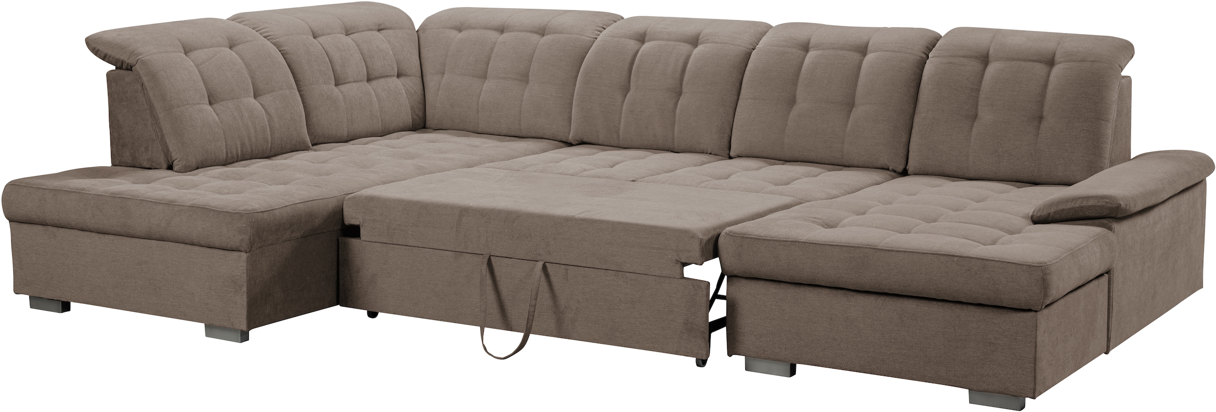 WERK2 Wohnlandschaft »Kordula-New U-Form«, Sofa in U-Form mit Schlaffunktion & Bettkasten, Schlafcouch