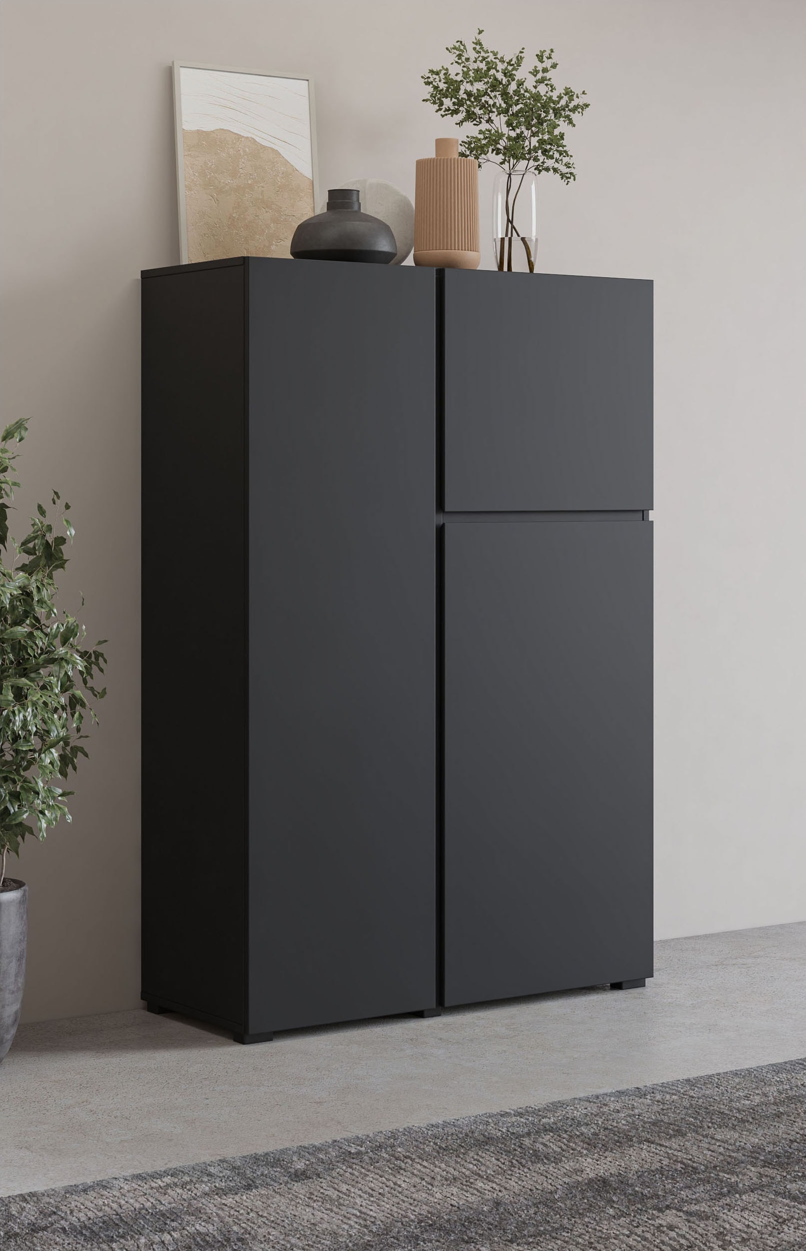 INOSIGN Highboard "Metric, Breite 92cm, moderne grifflose Hochkommode 3 Tür günstig online kaufen