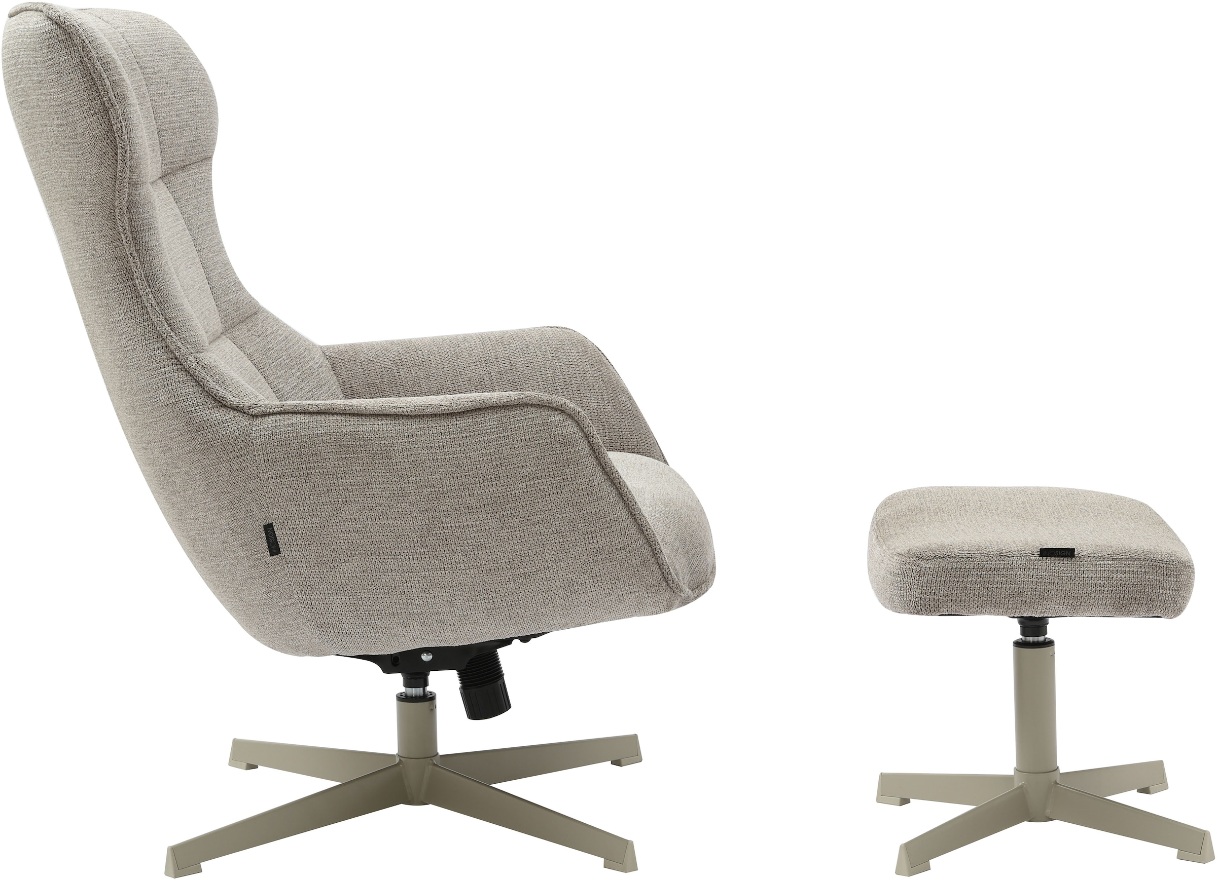 INOSIGN Drehsessel »DEGAN Ohrensessel mit Hocker im Set«, Relaxsessel mit 360-Grad-Drehfunktion u. Hocker, Webstoff