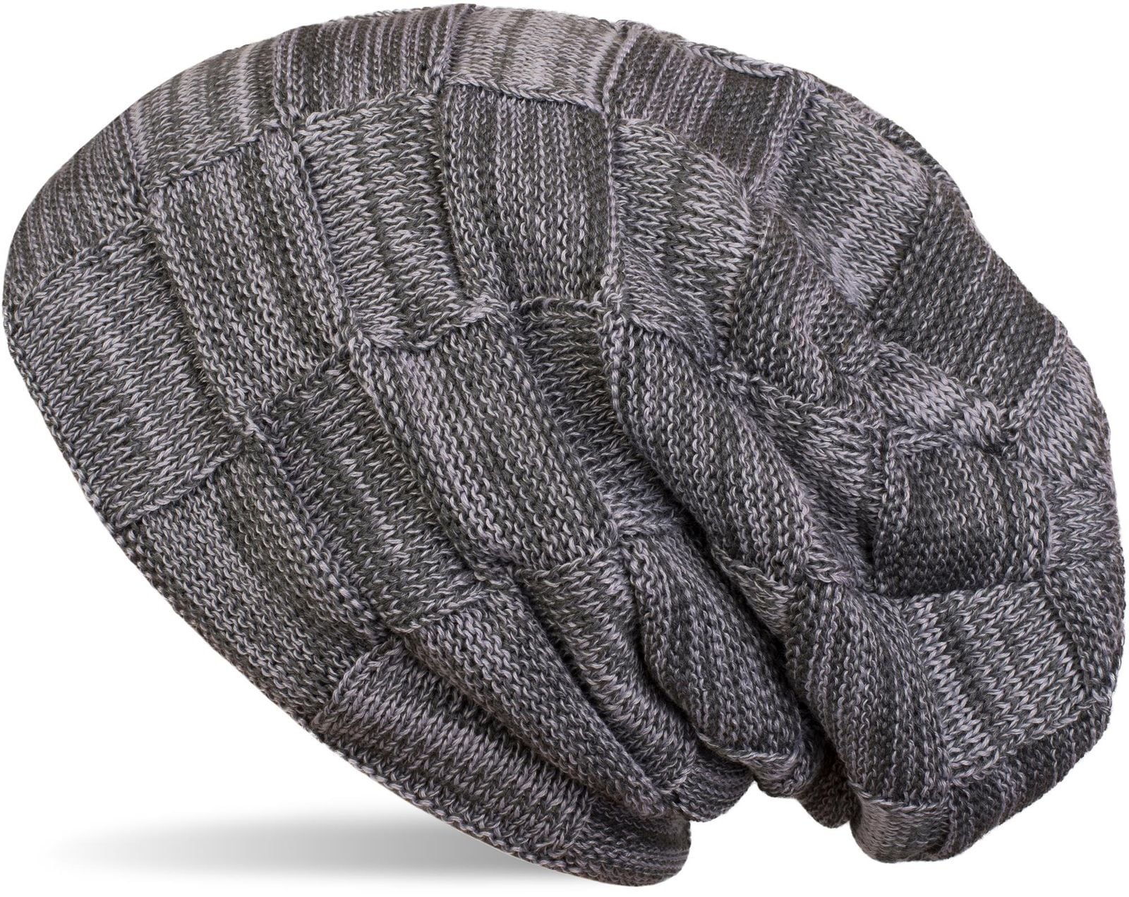 styleBREAKER Strickmütze "Feinstrick Beanie mit Karo Strick" 1 Stk.