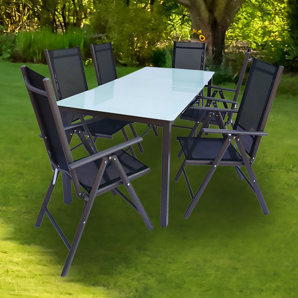 VCM Garten-Essgruppe »VCM 7 tlg. Gartenmöbel Set | Sitzgruppe Essgruppe | 1x Tisch, 4x Stühle | Tisch Maße ca. H. 76 x B. 190 x T. 80 cm | Stühle 190 MA«, (7 tlg., MA)