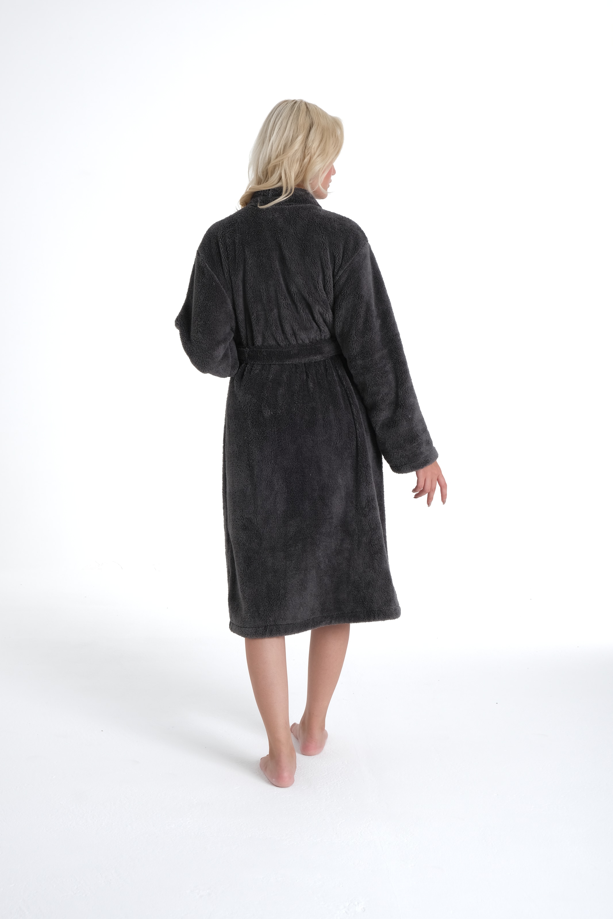 my home Unisex-Bademantel »Lillou Kimono, ideal für Sauna & Spa, Hotelbademantel, Morgenmantel«, (1 St.), kuschelig weicher Fleece, für Damen und Herren, XS-3XL