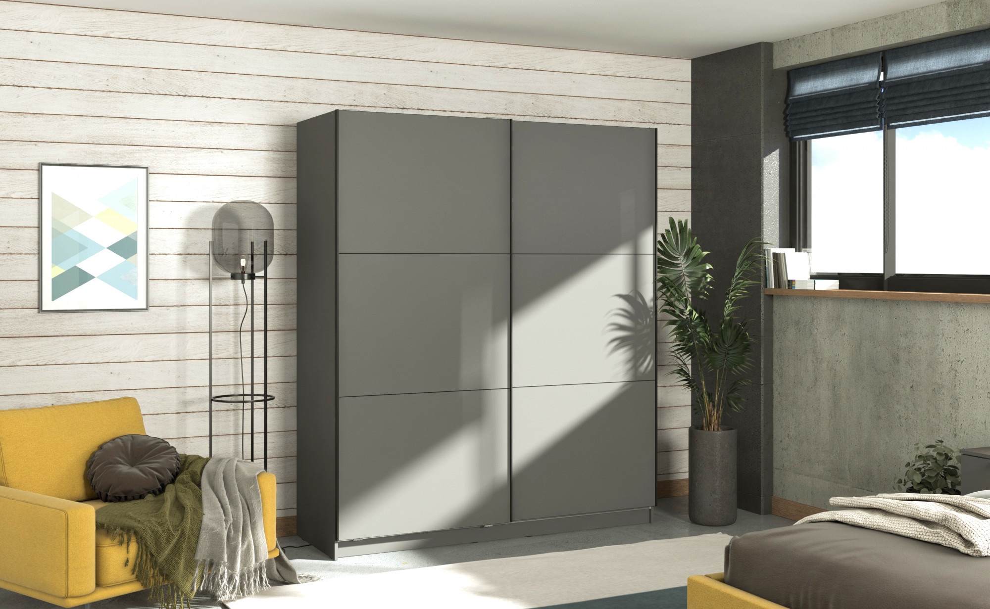 OTTO home Schwebetürenschrank "Sierra klassischer Kleiderschrank Wäscheschrank 179 oder 217cm breit" mit kompletter Inneneinteilung, FSC-zertifizierter Holzwerkstoff