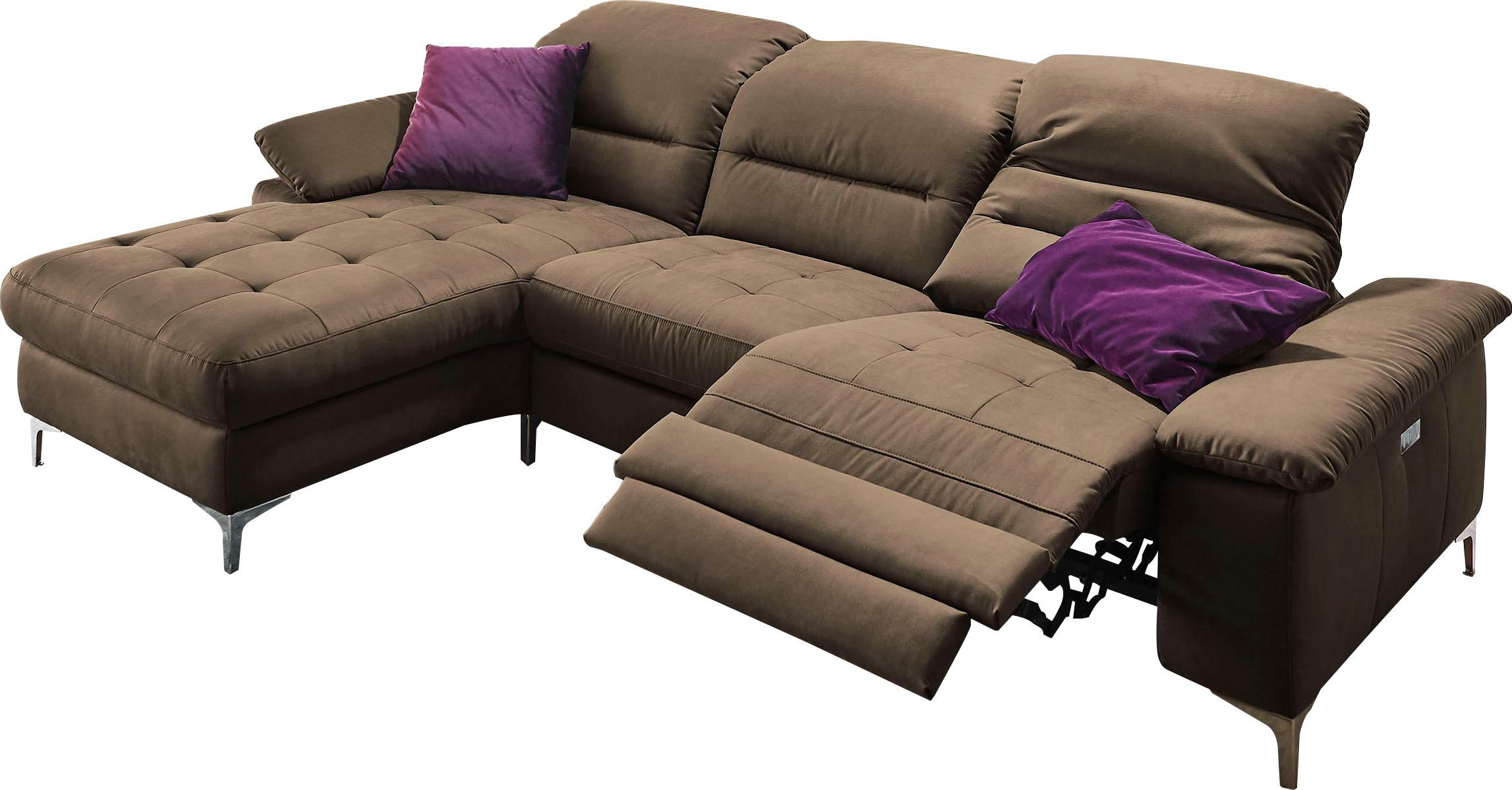 Places of Style Ecksofa »Basel L-Form«, mit vollmotorischer Relaxfunktion und motorischer Recamiere