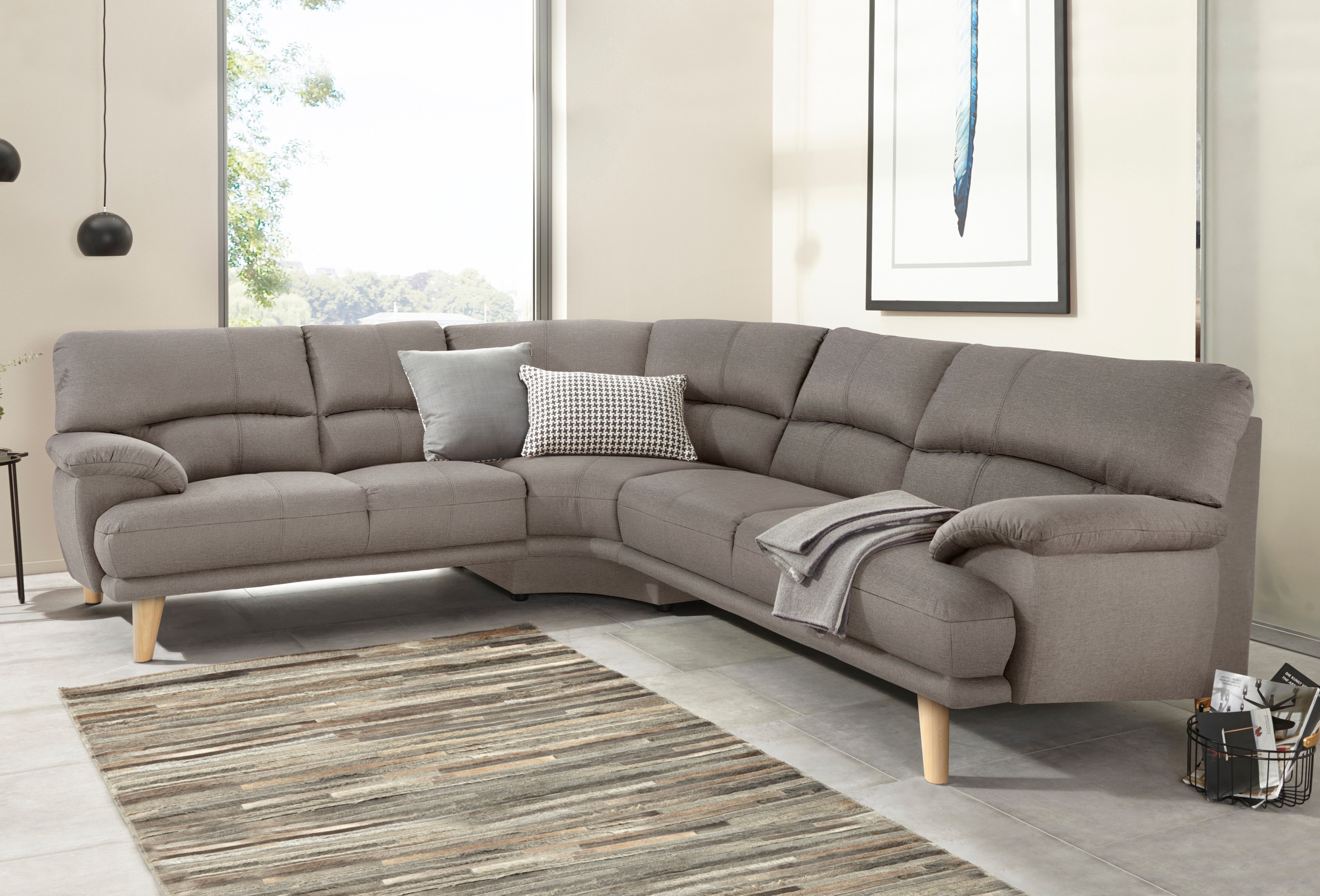 TRENDMANUFAKTUR Polsterecke »Cecilia, italienisches Designsprache, modern und komfortabel, L-Form,«, toller Sitzkomfort und bequeme Armlehnen