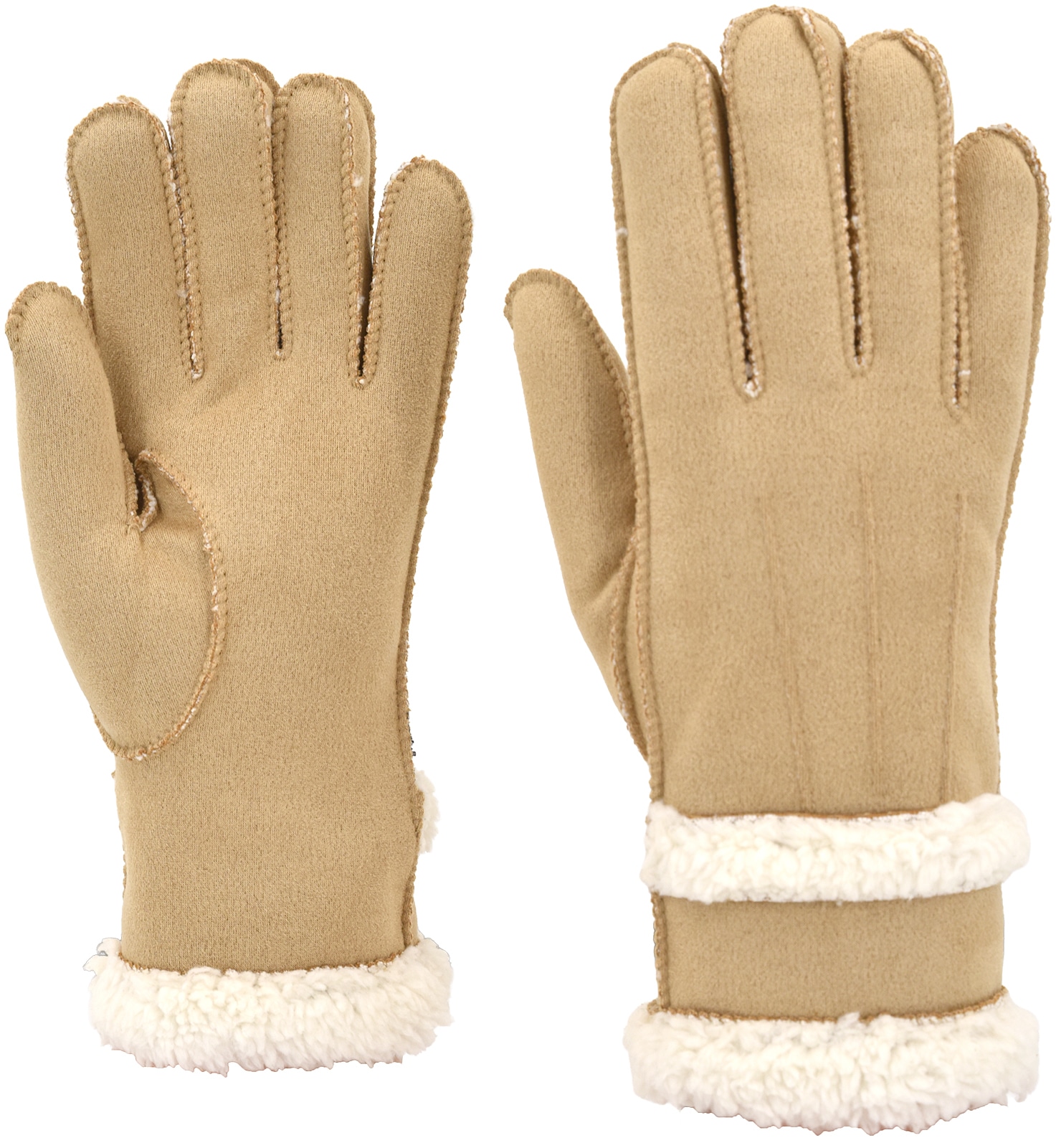 styleBREAKER Fleecehandschuhe "Handschuhe Wildleder Optik mit Teddyfleece" 1 Stk.