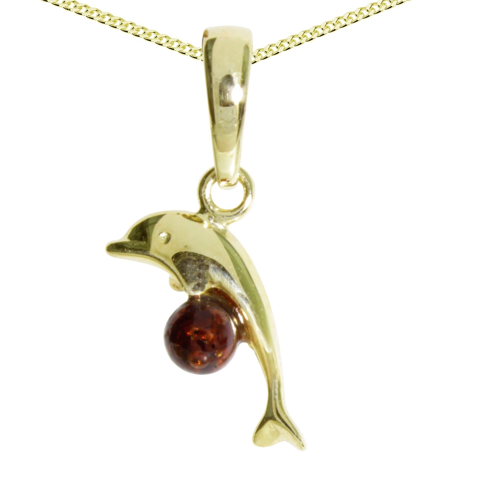 Kette mit Anhänger OSTSEE-SCHMUCK "Ostsee-Schmuck Kette mit Anhänger Delphin" Gr. 42, gold, Halsketten, Damen, 42cm, Gelbgold 333, L: 42