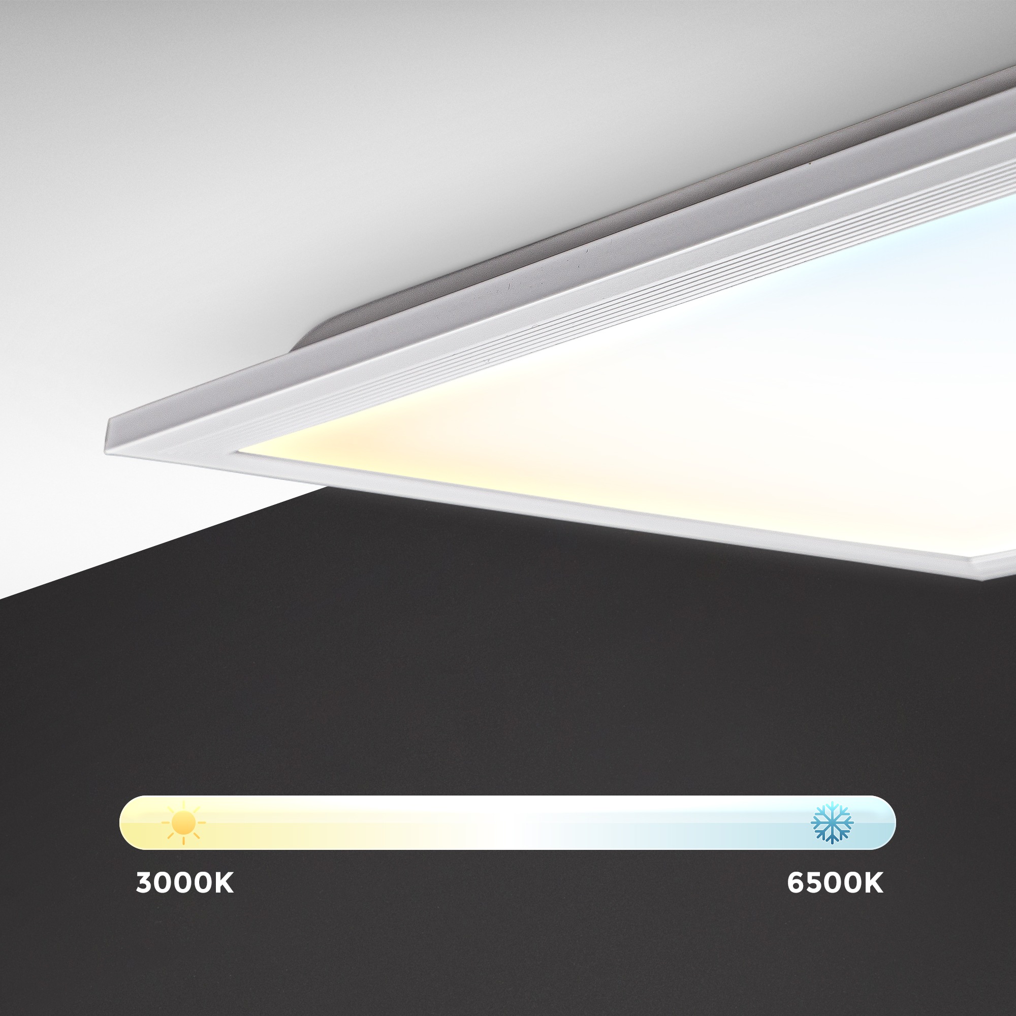 B.K.Licht LED Deckenleuchte »BKL1326 LED Deckenlampe mit Fernbedienung, Ultraflach, LED Panel«, 1 flammig, Leuchtmittel LED-Modul | LED fest integriert, 4.000K, 2.600Lm, 24W, 100x25x6,3 cm, Weiß
